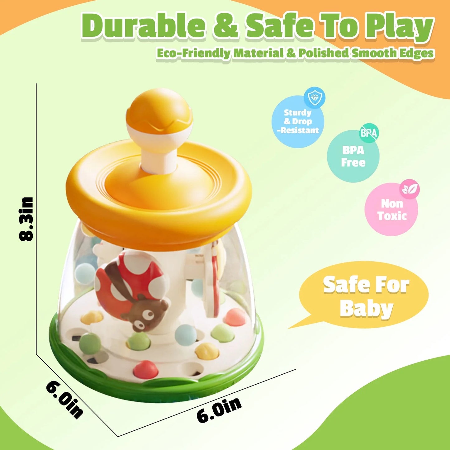 Infant Toys, Press to Spin Baby Toys, Fine Motor Skills Development, Learning Toys for Toddlers 1-3