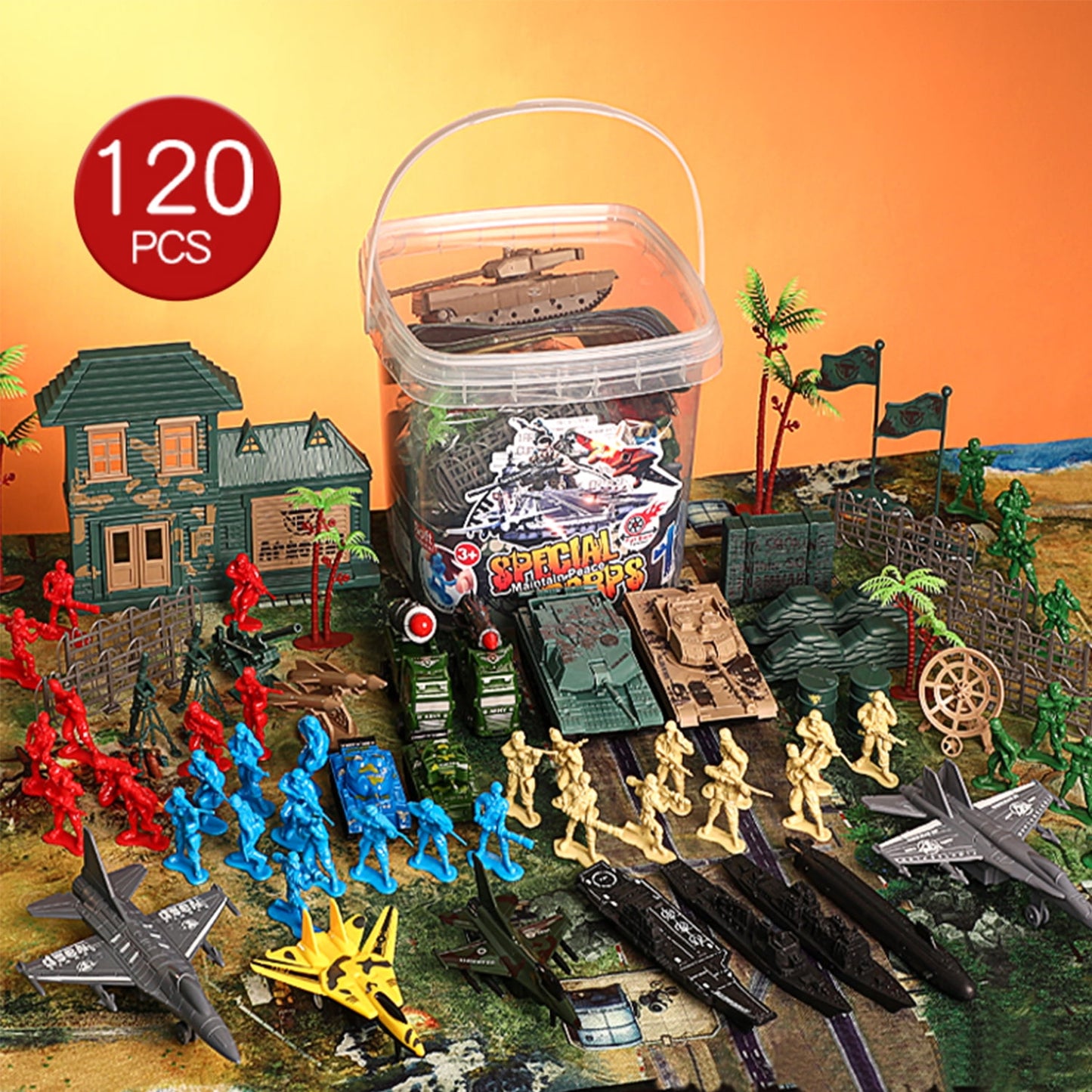 120 Pcs Army Men Toys, Toy Soldiers for Boys, Plastic Action Figures, Soldier Military Playset, Gift for Boy