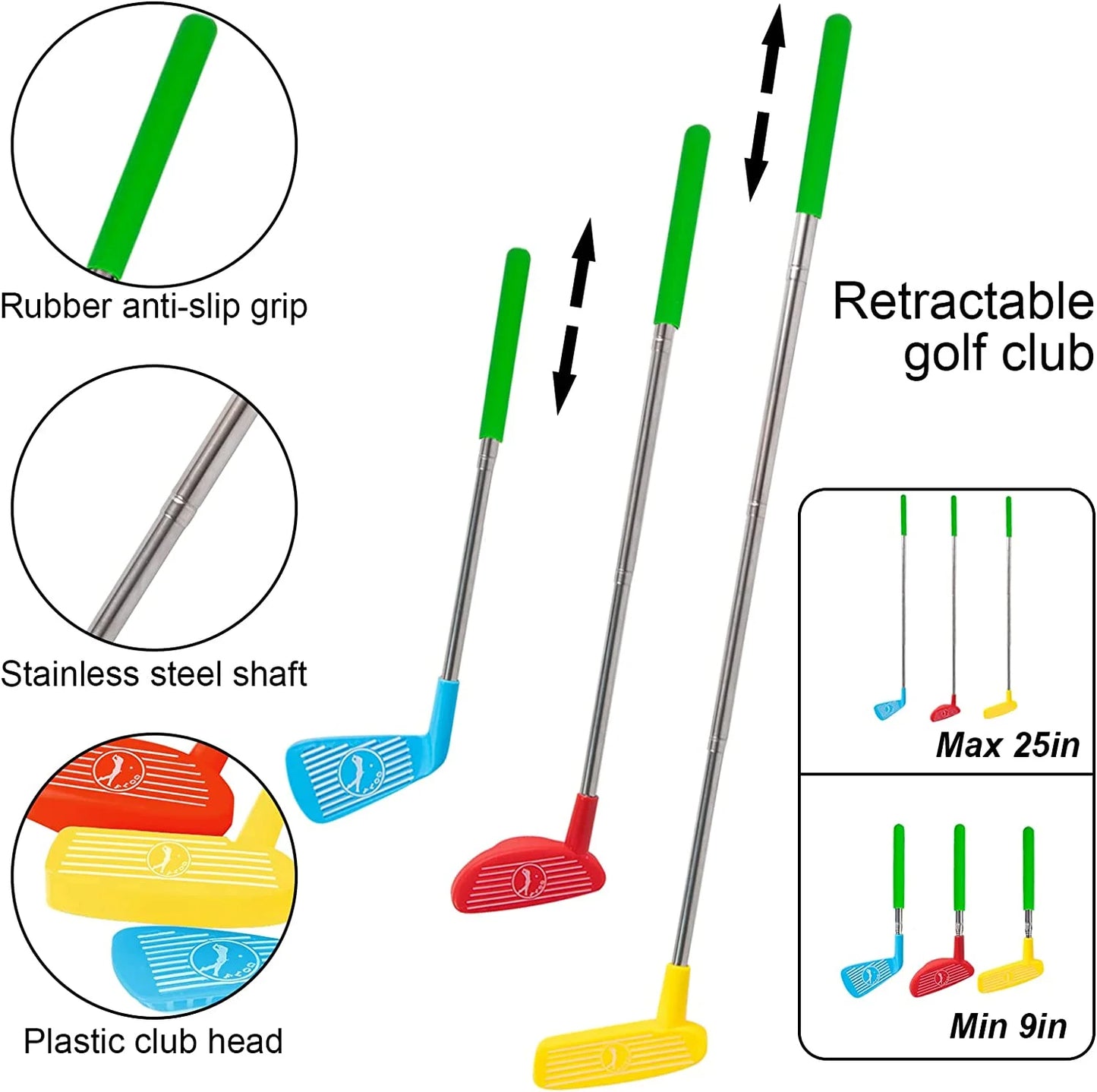 Kids Golf Set, Mini Golf Game for Toddlers, Fun Outdoor Play Set for 3-6 Year Olds, Birthday Christmas Gift for Boys and Girls