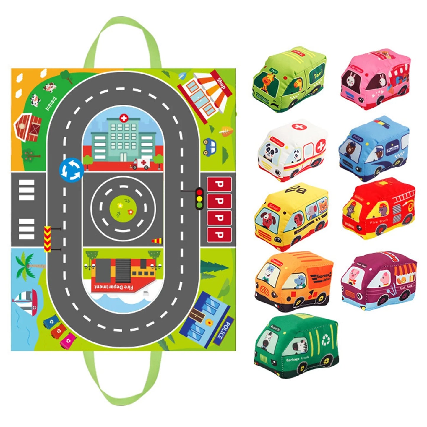 Car Toys for 1 Year Old Boy, 9 Pcs Soft Toy Cars with Playmat for Baby Boys Girls, Infant Baby Toys 12-18 Months, 1st Birthday Gifts for Toddler Toys Age 1-2