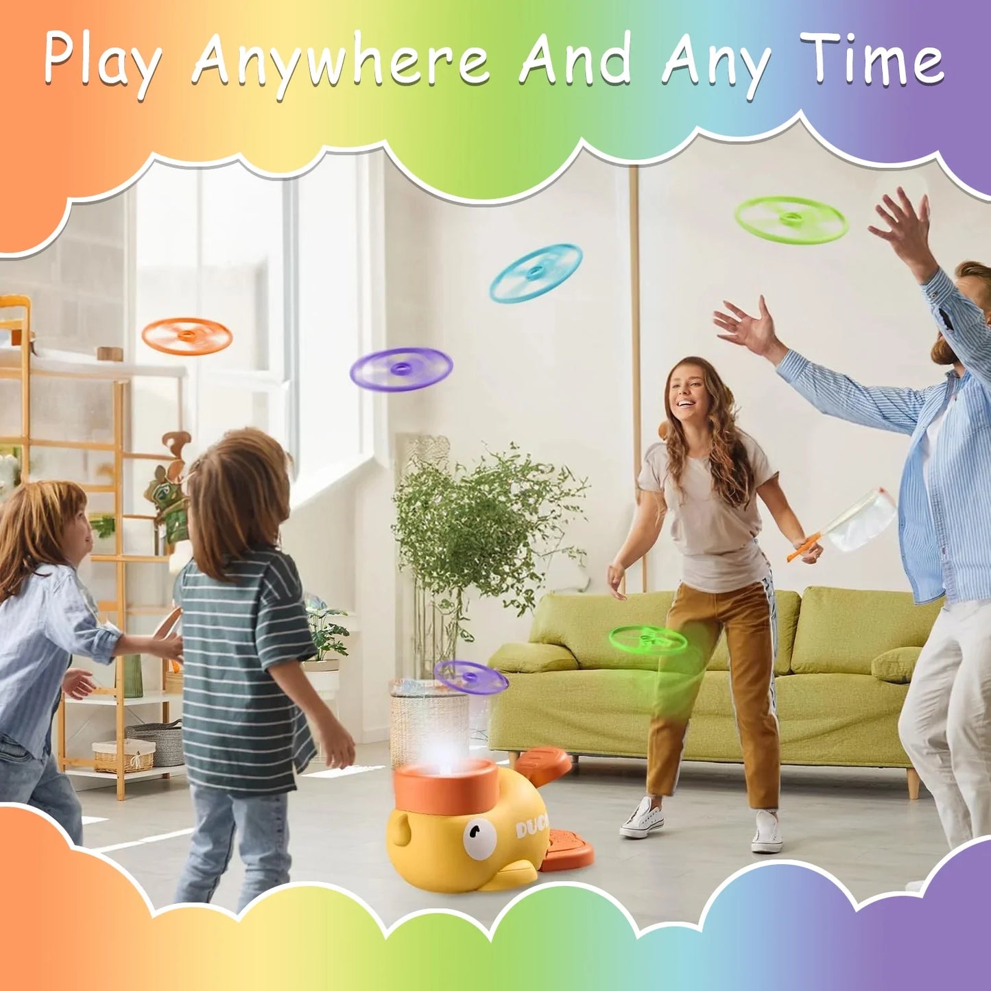 ANTIC DUCK Outdoor Games Toys for Kids Ages 3-6 4-8, Flying Disc Launcher Outside Toys Yard Sports Games Gifts for 3 4 5 6 7 8 Year Old Boys Kids