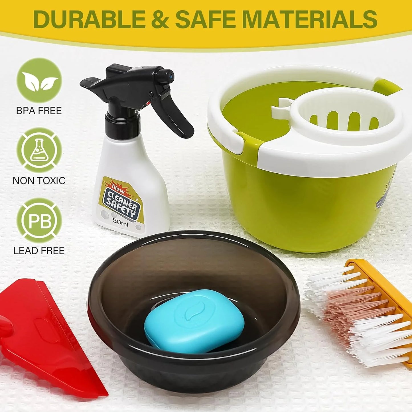 Toddler Cleaning Set - 14Pcs Kids Cleaning Toy Set with 2-in-1 Kids Vacuum That Really Works, Pretend Home Cleaning Play Set for Toddler Age 1-4, Christmas Birthday Gift for Girls Boys