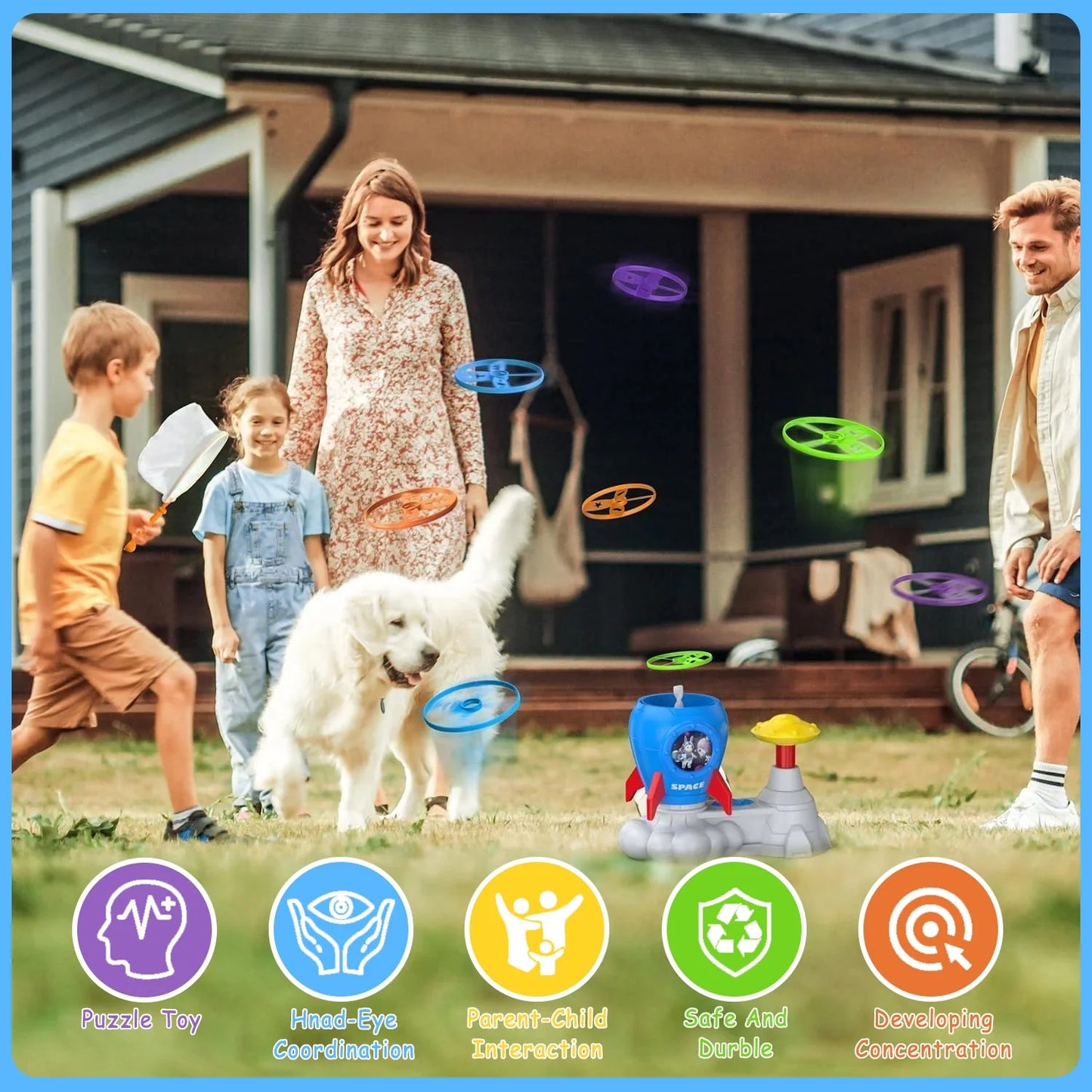 Outdoor Toys for Kids Ages 4-8, Rocket Launcher Toy Games,Outside Yard Activities Toddler Toy 3 4 5 6 7 8 Family Backyard Games, Christmas Birthday Gift for Boys Girls