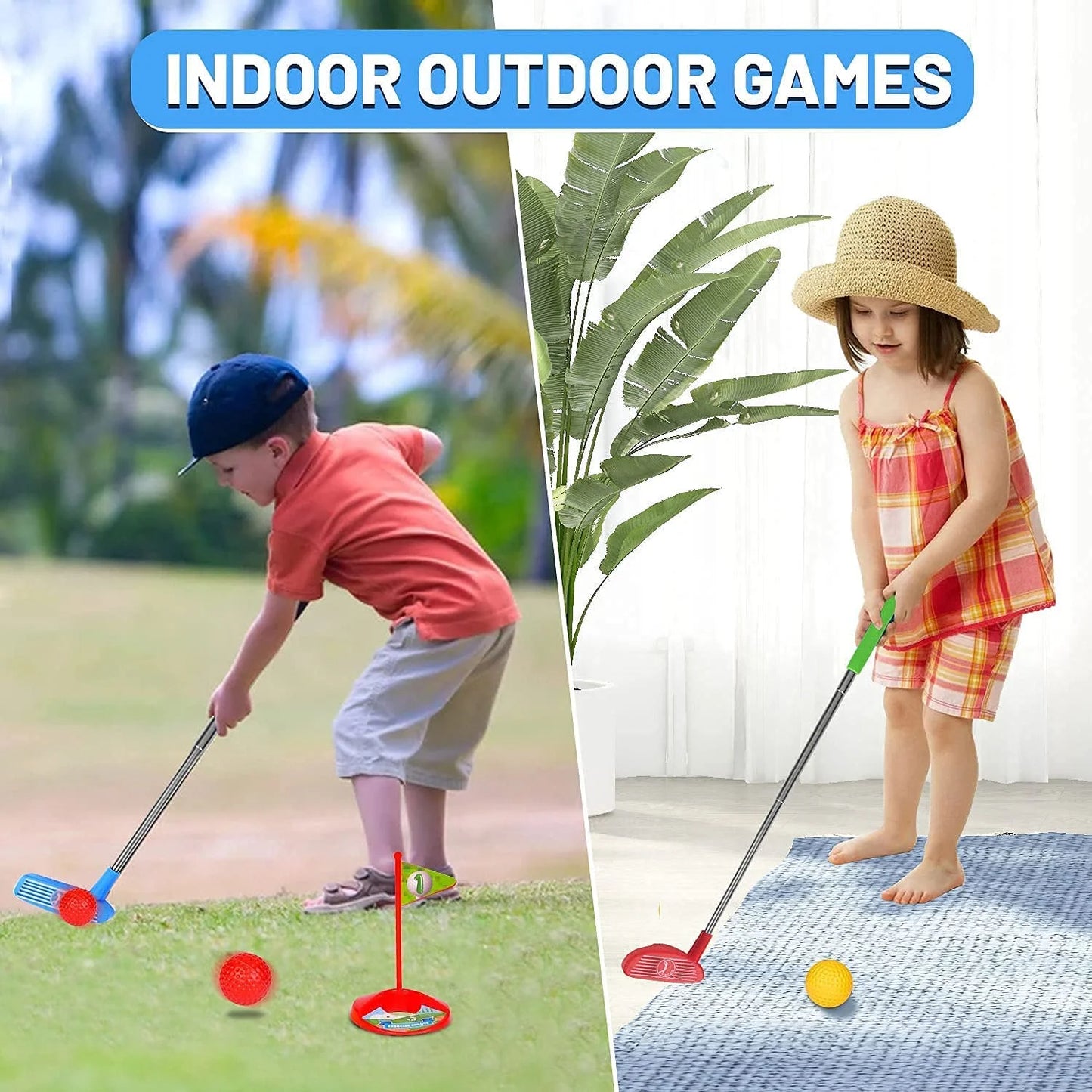 Kids Golf Set, Mini Golf Game for Toddlers, Fun Outdoor Play Set for 3-6 Year Olds, Birthday Christmas Gift for Boys and Girls