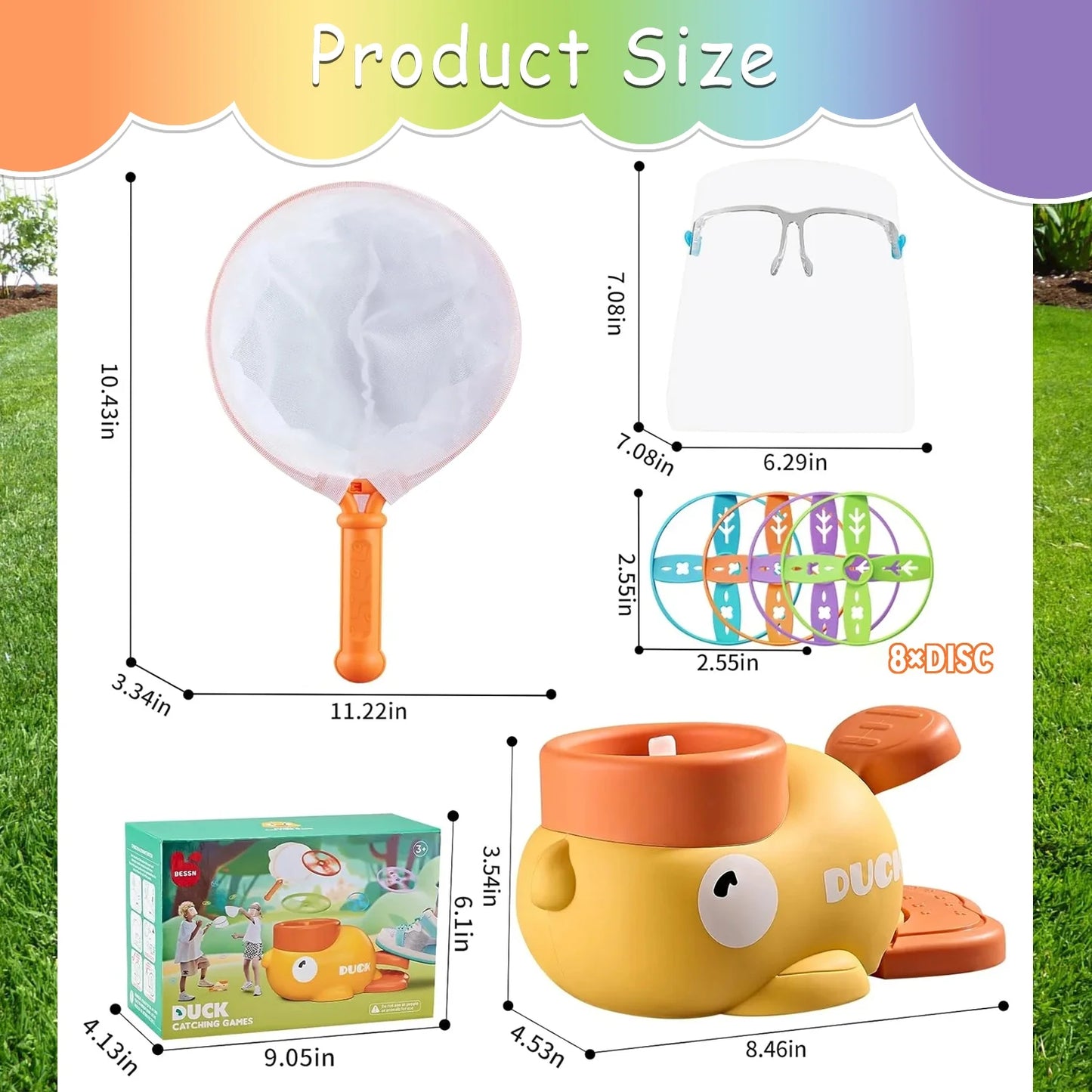 ANTIC DUCK Outdoor Games Toys for Kids Ages 3-6 4-8, Flying Disc Launcher Outside Toys Yard Sports Games Gifts for 3 4 5 6 7 8 Year Old Boys Kids