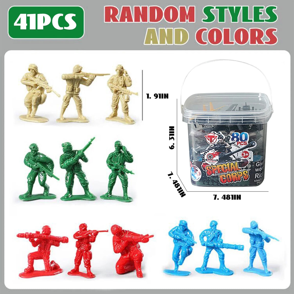 80 Pcs Army Men Toy Soldier Figures, Action Figures for Boys, Military Soldiers Playset Toys for Boys 3-6 Years