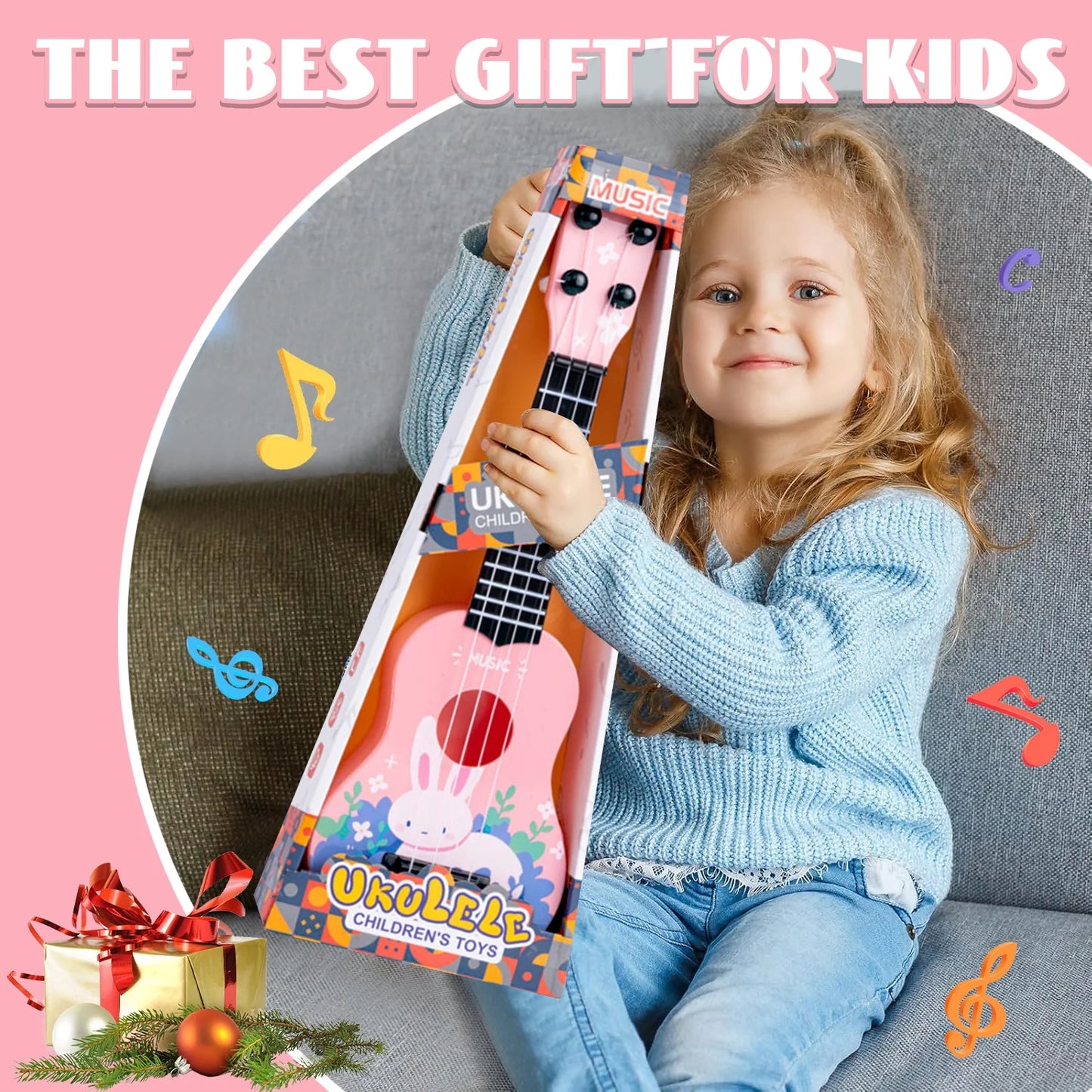 Kids Guitar Toy, Musical Instruments for Kids, Toddler Guitar for Girl 3 4 5 6 7 8 Years, 14 Inch