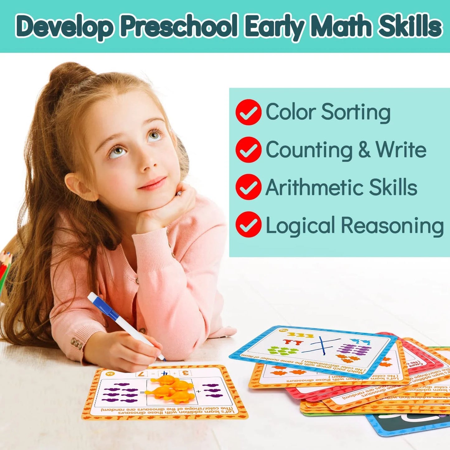 Montessori Counting Dinosaurs Toys for Kids Ages 3 - 8 – Fine Motor Skills Development, Preschool Learning Activities, Sensory Math Manipulatives – Educational Gift for Toddlers Boys & Girls
