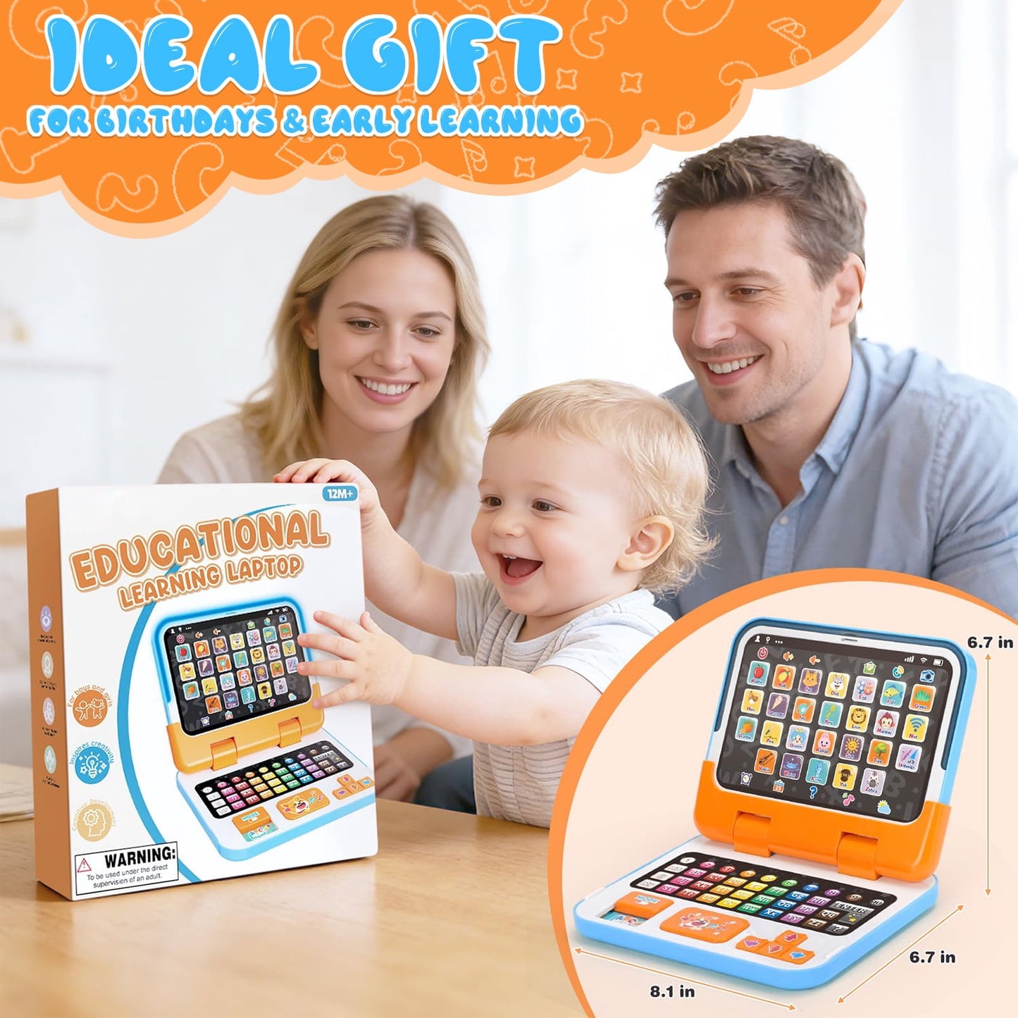 Laptop Learning Toy for Kids 1 2 3 Year Old Girls Boys, Toddler Toys 1-3 for Boys Girls, Interactive Educational Toys for Toddlers 1-3, Birthday Gifts Toys for Boys Girls 1 2 3 4 5 Year Old
