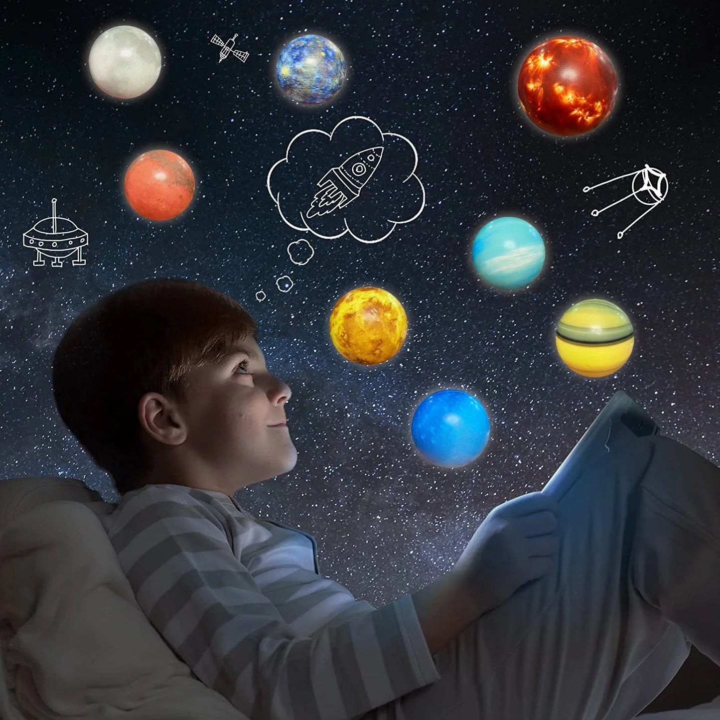 Planets for Kids Solar System Toys, Fun Party Favors Solar Planet Balls Toys for 2 3 4 Year Old Boys,10 Pcs