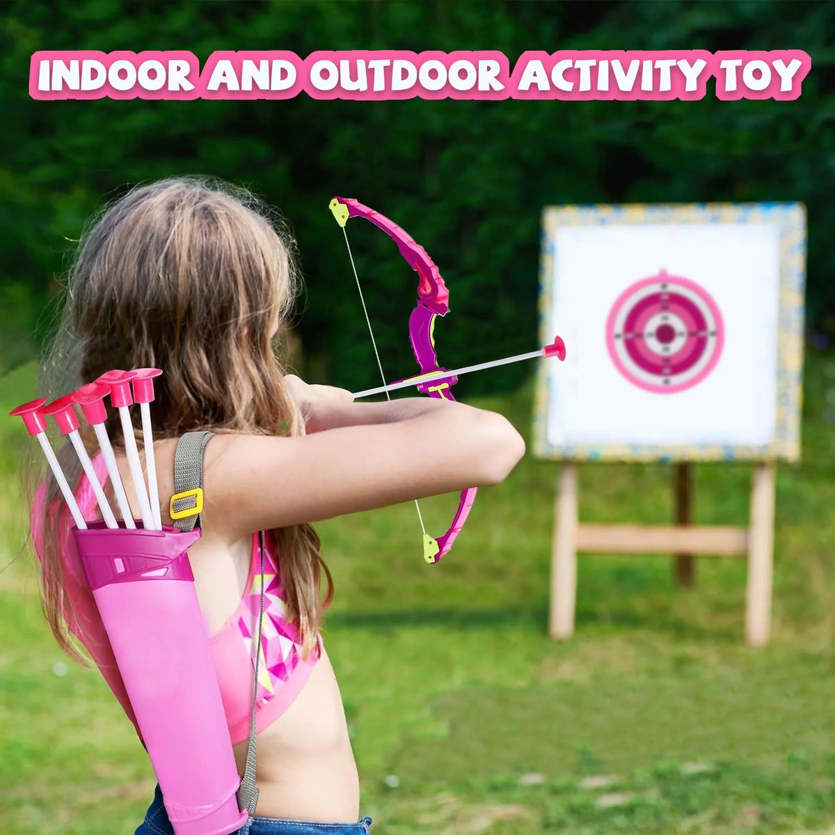 Bow and Arrow for Kids, LED Light up Bow Set, Outdoor Toy for Girls Aged 3-8, Birthday Gifts for Girls 3 4 5 6 7 8 Year Old