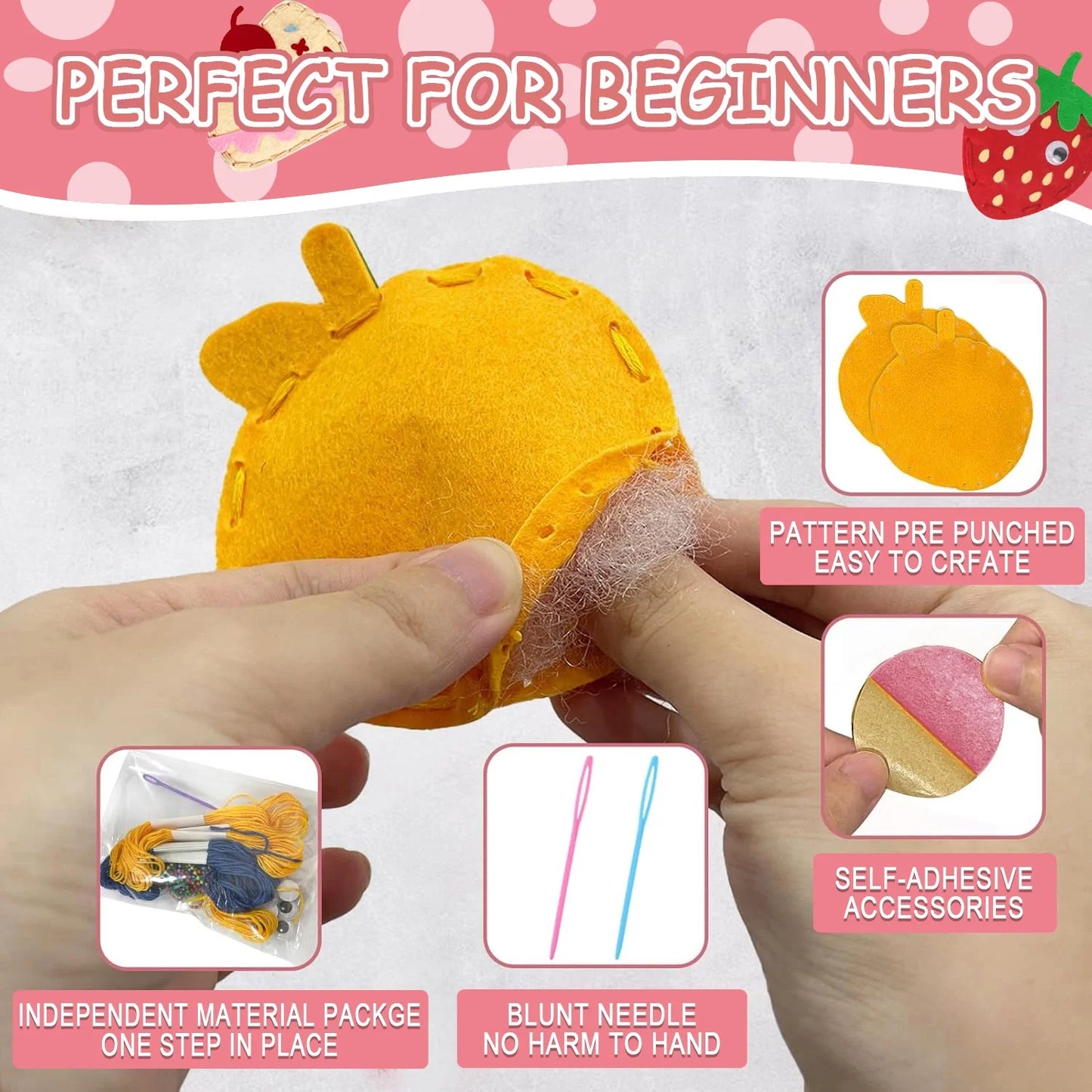 Sewing Kit for Kids, 8 Sewing Projects, Beginners Arts and Crafts for Girls Ages 5 6 7 8 9 10 11 12