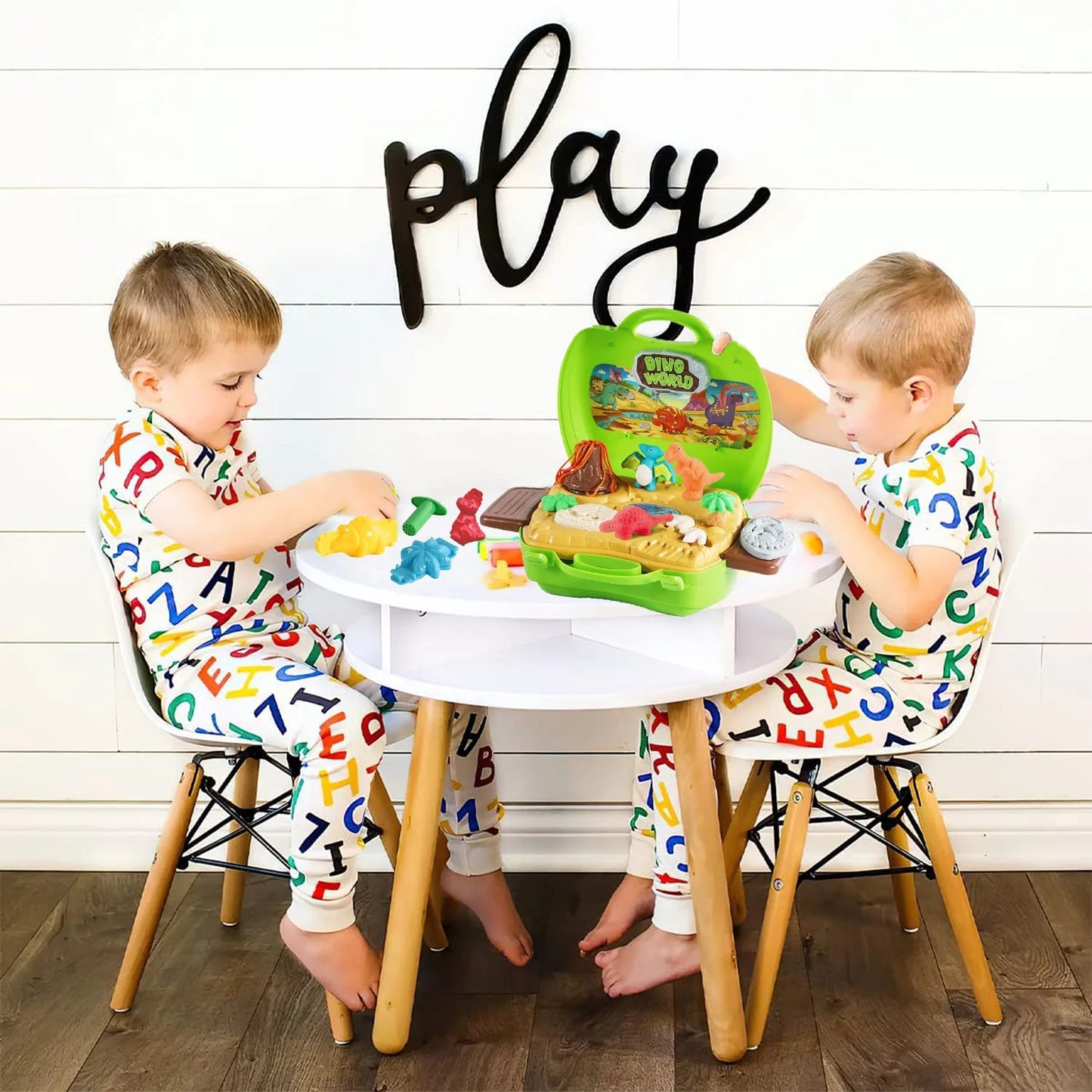 Sytle-Carry Play Dough Pack, 2 in 1 Dinosaur Color Dough Toys, Toys for Girls Boys 3-6 Years