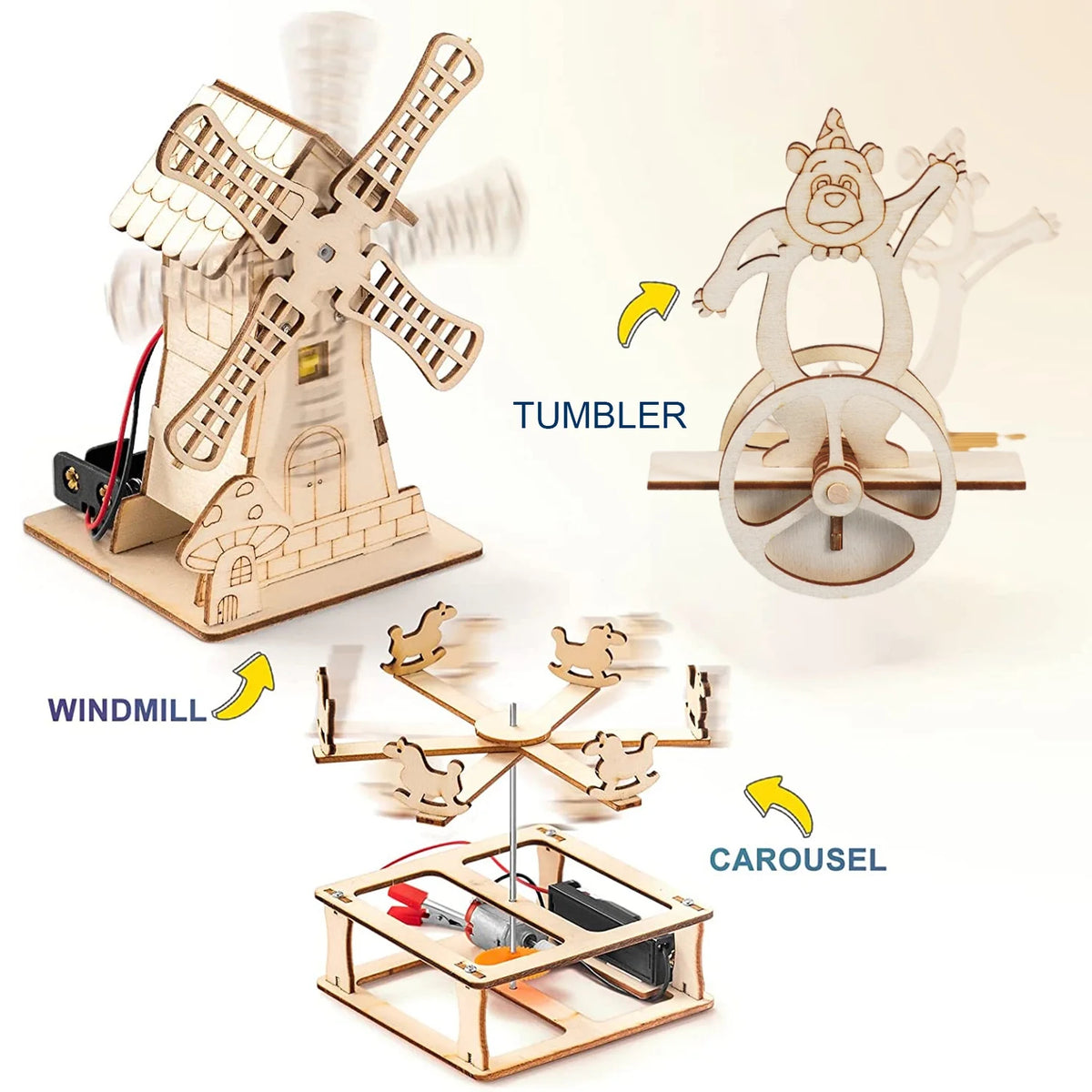 5 in 1 STEM Kits for Kids, Build and Paint Wood Craft Kit, Science Educational Crafts Building Kit for Kids 7 8 9 10 11 12 + Years Old