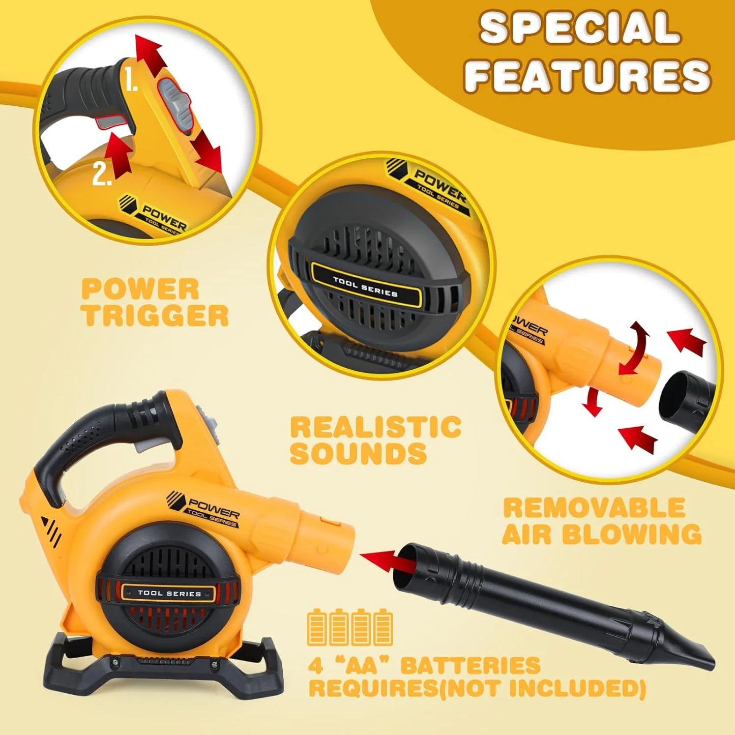 Leaf Blower Toy Tool Pretend Play, Outside Construction Toys, Outdoor Preschool Gardening Kids Tool Set Gift for 3 4 5 6 Boys and Girls(No wind blowing)