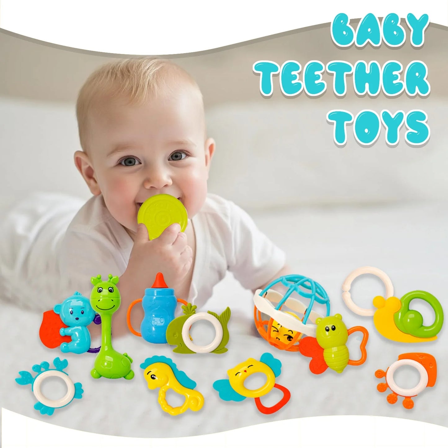 Baby Toys 0-6 Months, Baby Rattles Toys Teething Toys for Babies 0-3-6-12-18 , Early Development Learning Toy Newborn Toy Baby Boy Girl Birthday Gifts