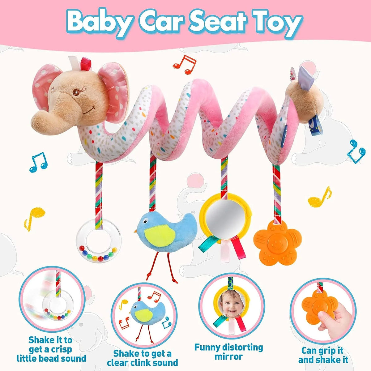 Baby Toys 0-6 Months, Car Seat Toys, Baby Stroller Toy, Newborn Infant Toys Gift for 0-3-6-12-24 Months