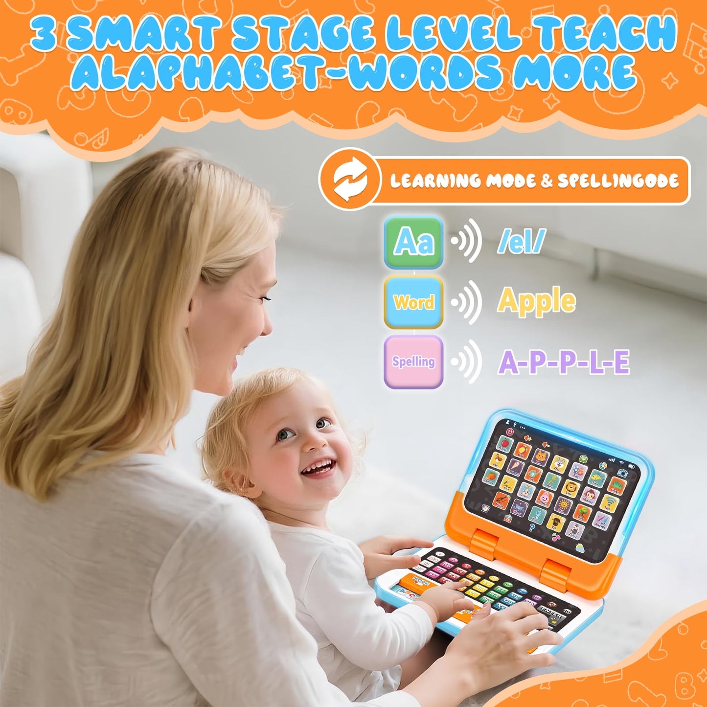 Laptop Learning Toy for Kids 1 2 3 Year Old Girls Boys, Toddler Toys 1-3 for Boys Girls, Interactive Educational Toys for Toddlers 1-3, Birthday Gifts Toys for Boys Girls 1 2 3 4 5 Year Old