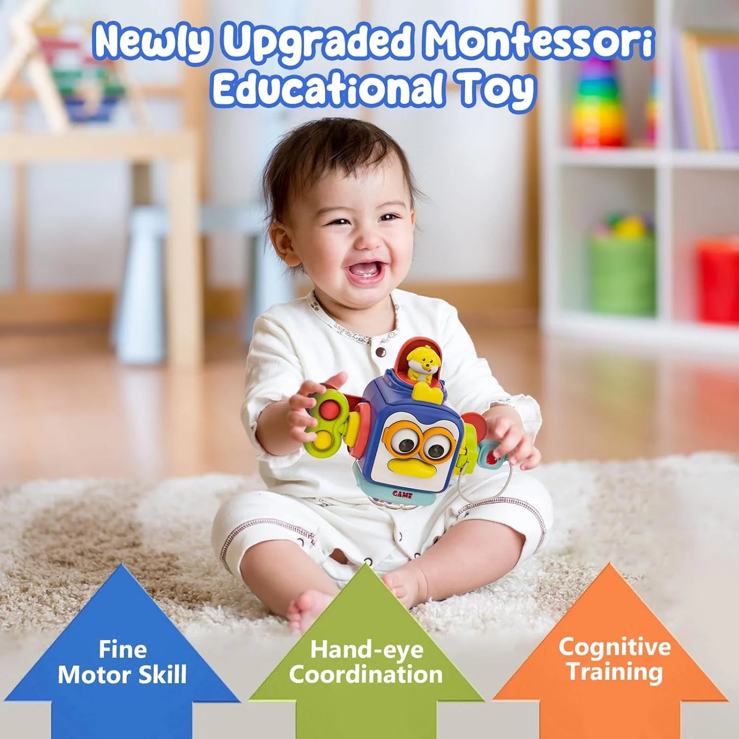 Montessori Toys for 2 Year Old, Sensory Toys for Toddlers 2 3, Travel Activities Busy Cube, Baby Gifts for 18 24 Month, Motor Skills Educational Learning Toys