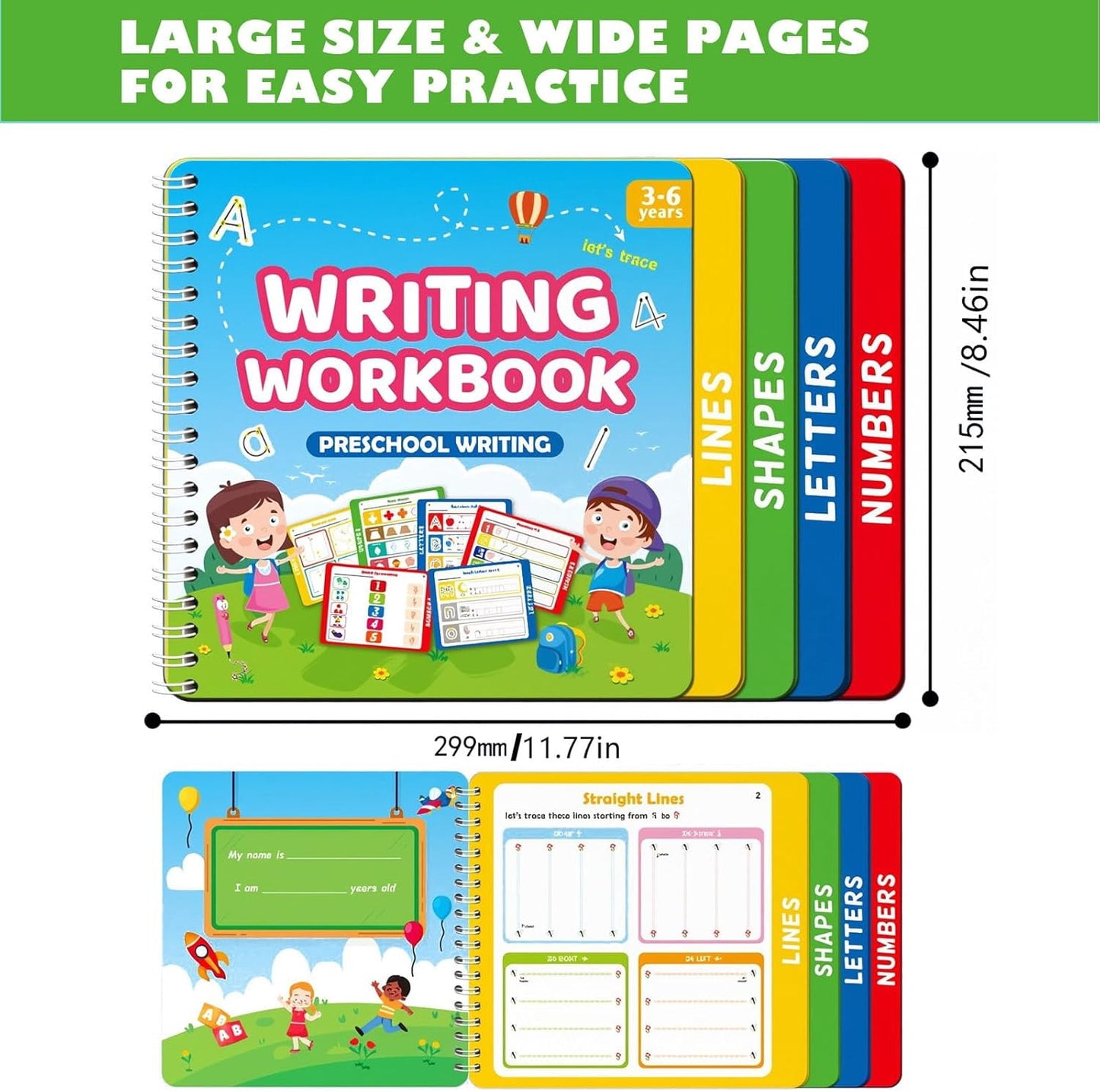 Preschool Learning Toys for Kids 3-6 Years Boy Girl, Handwriting Practice Educational Toddlers Toys 3 4 5 6 Years