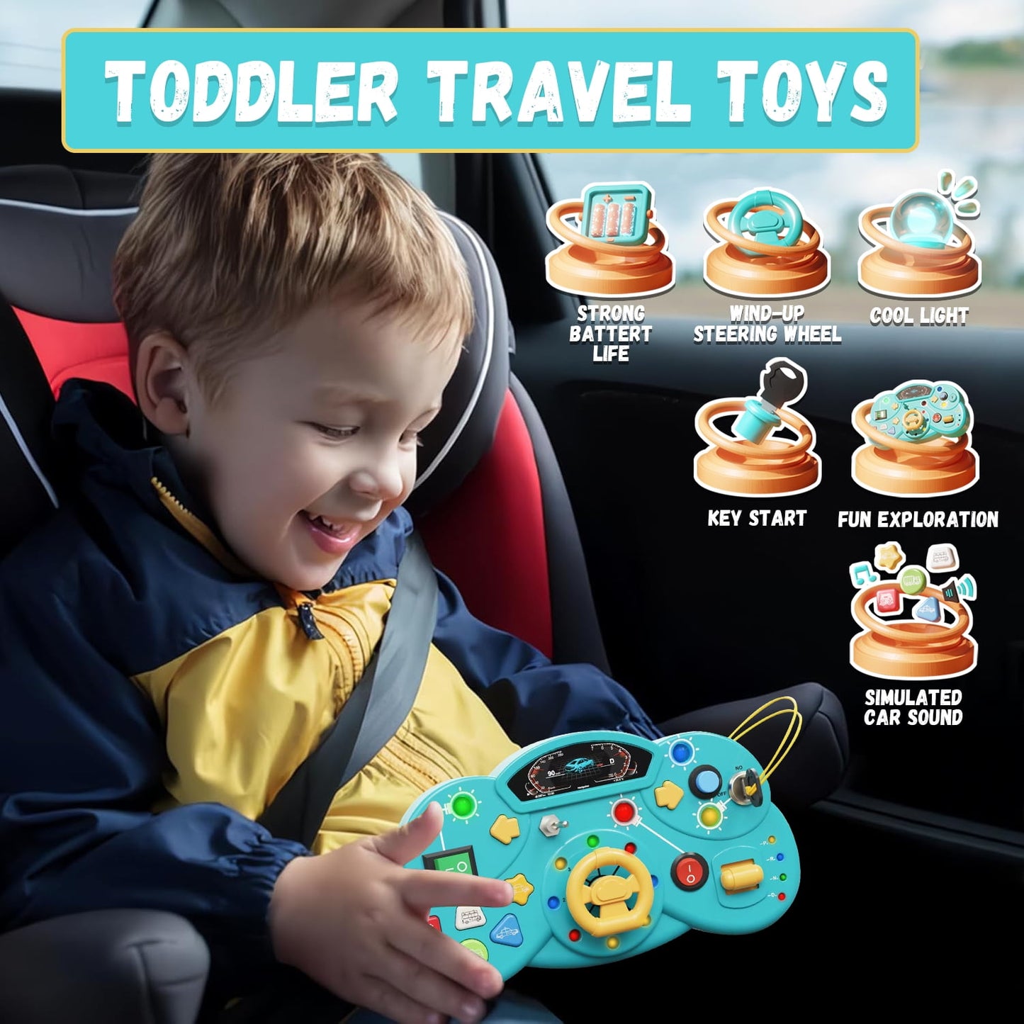 Toys for 1 2 3 Year Old Boys Girls, Early Education Busy Board, Learning Toys for Toddlers 1-3, Birthday Gifts Toys for 1+ Year Old Girls Boys