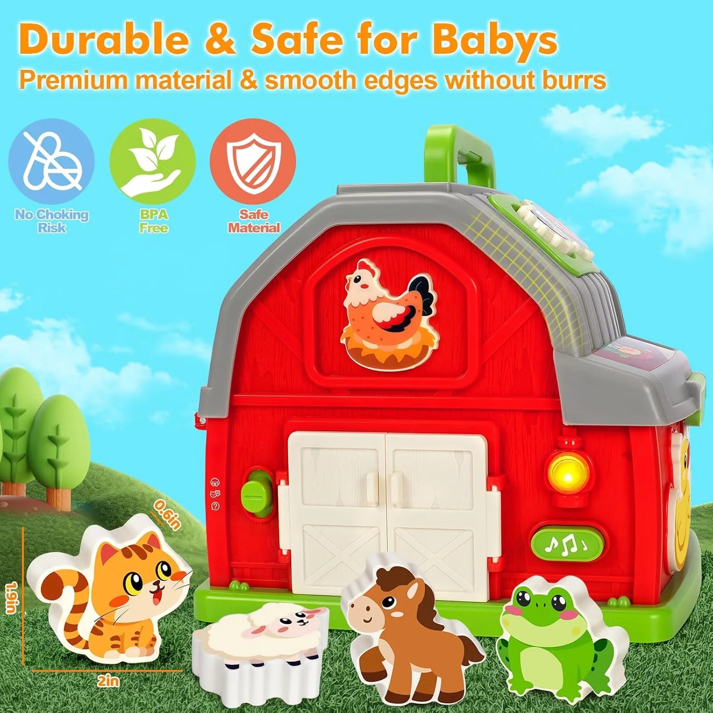 Toys for 1 Year Old,Musical Barn Farm Animal set for Toddler, Learning Toys for Toddlers 1-3, Educational Interactive Toys, Christmas Birthday Gift for Baby Boys Girls, Baby Toys 12-24 Months