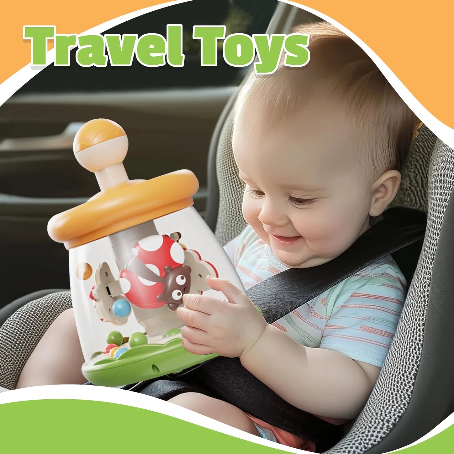 Infant Toys, Press to Spin Baby Toys, Fine Motor Skills Development, Learning Toys for Toddlers 1-3