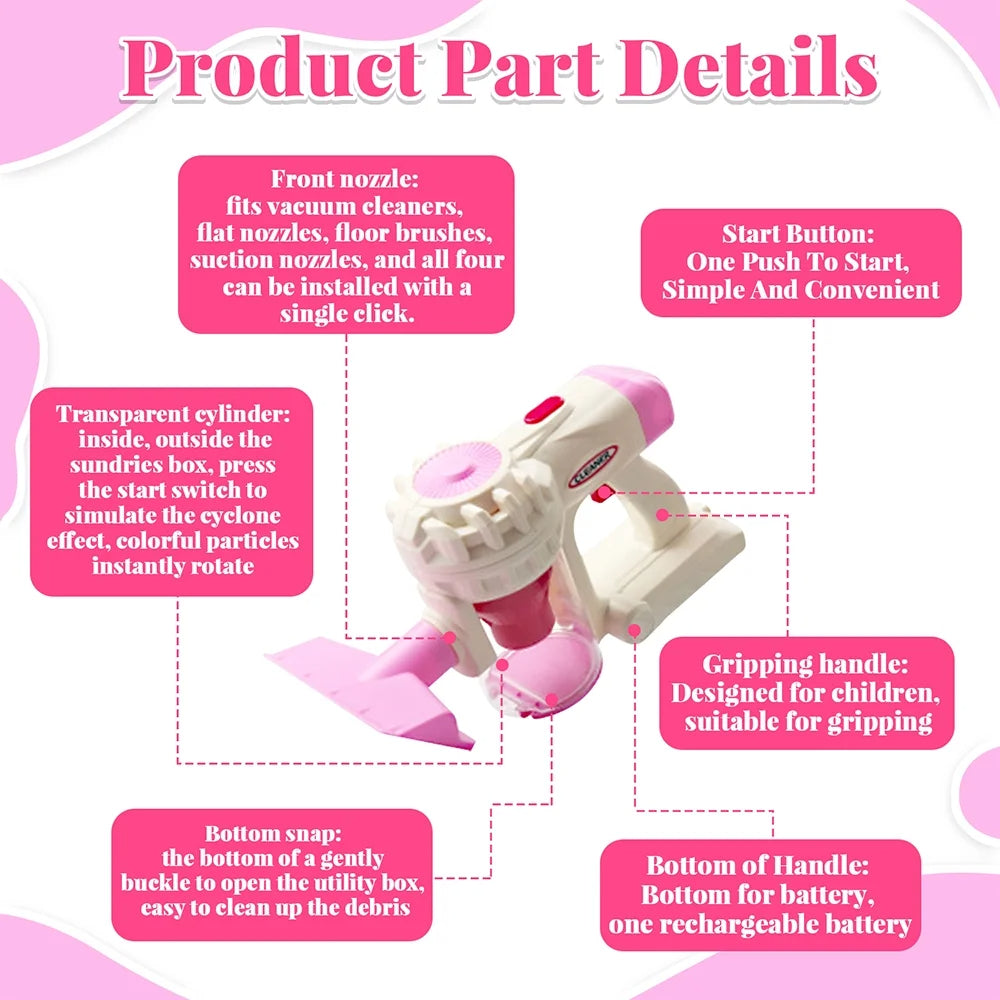 Toy Vacuum for Toddlers 2 3 4 5 6 Year Old, Kids Vacuum Cleaner Set That Really Works Working, Kids Play Vacuumm, Housekeeping Keeping Girls
