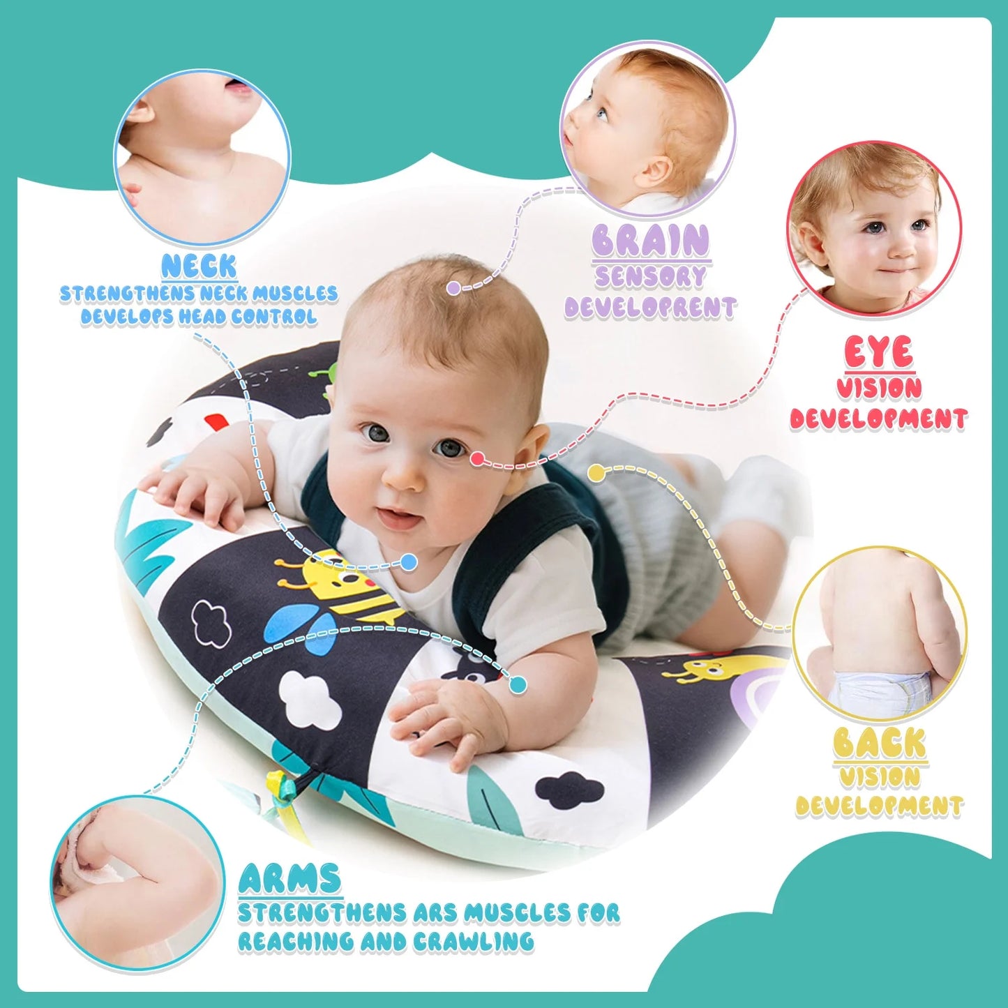 Baby Toys 0-6 6-12 Months, Sensory Crawling Toy for 0 1 2 3 4 5 6+ Months, Plush Toy with Crinkle and Rattles for Infant Newborn, Tummy Time Toys Gifts for 0-3-6-12 Month