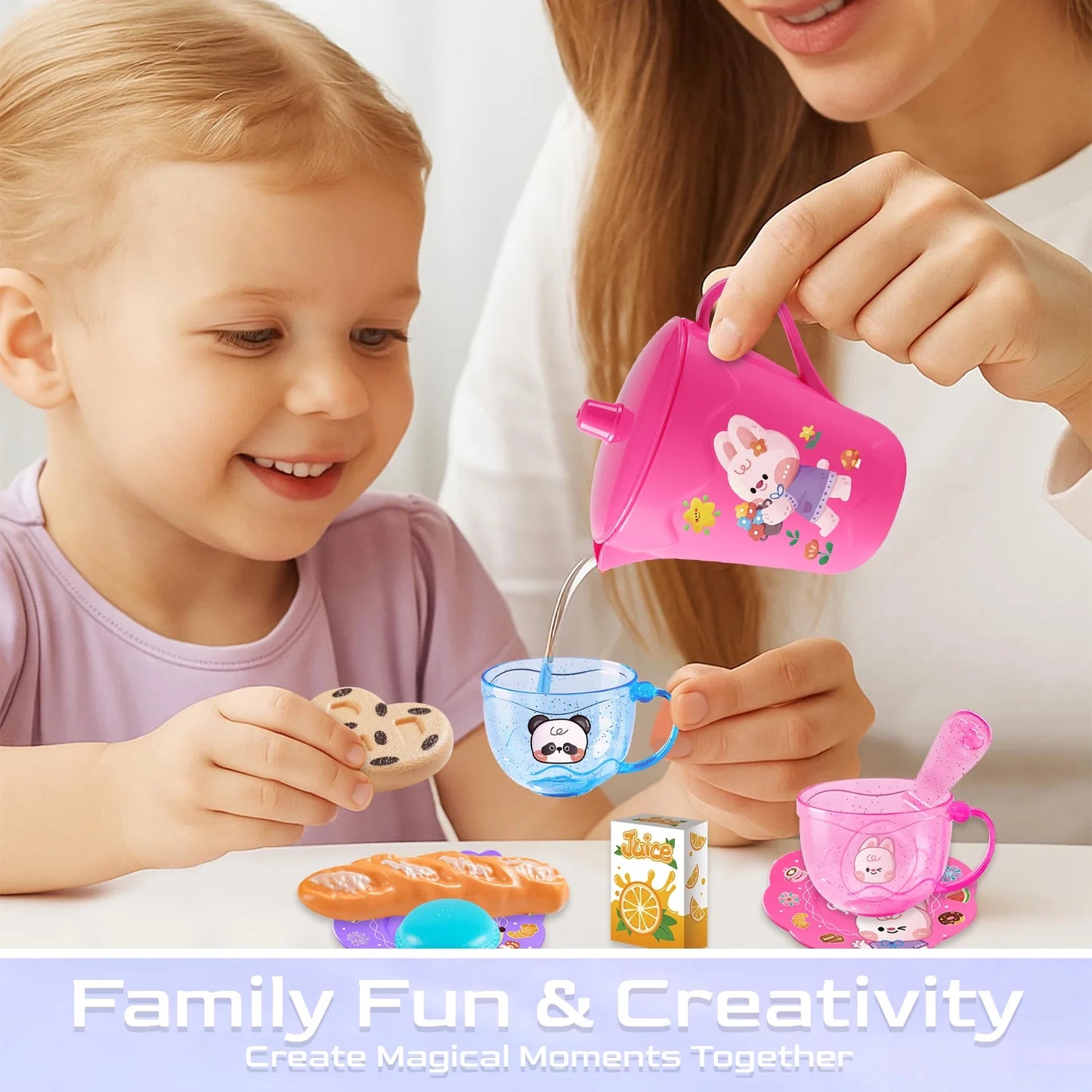Toddler Tea Party Set for Girls Ages 3-6, 25 Piece Pretend Play Tea Set for Kids, Birthday Gift for Girls