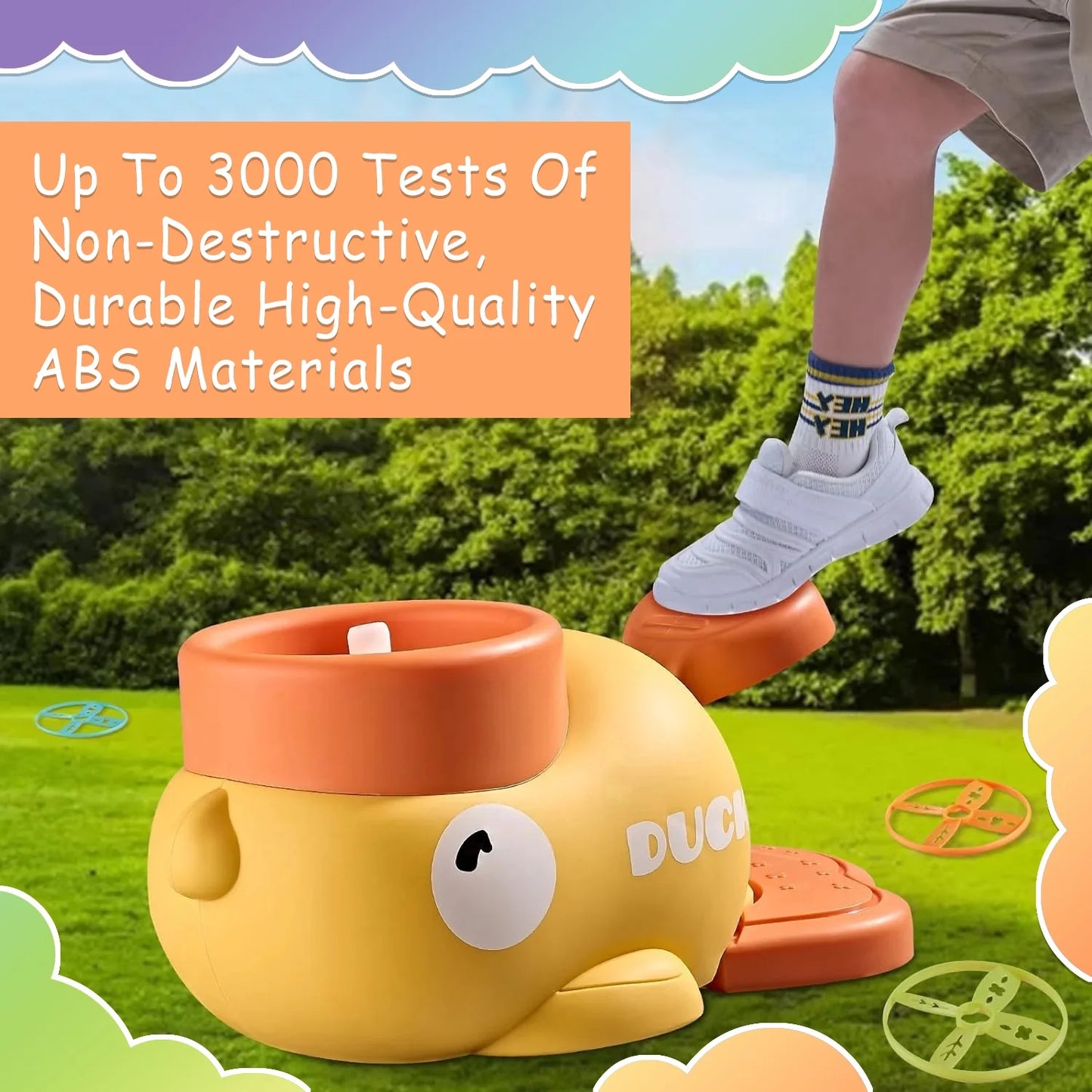 ANTIC DUCK Outdoor Games Toys for Kids Ages 3-6 4-8, Flying Disc Launcher Outside Toys Yard Sports Games Gifts for 3 4 5 6 7 8 Year Old Boys Kids
