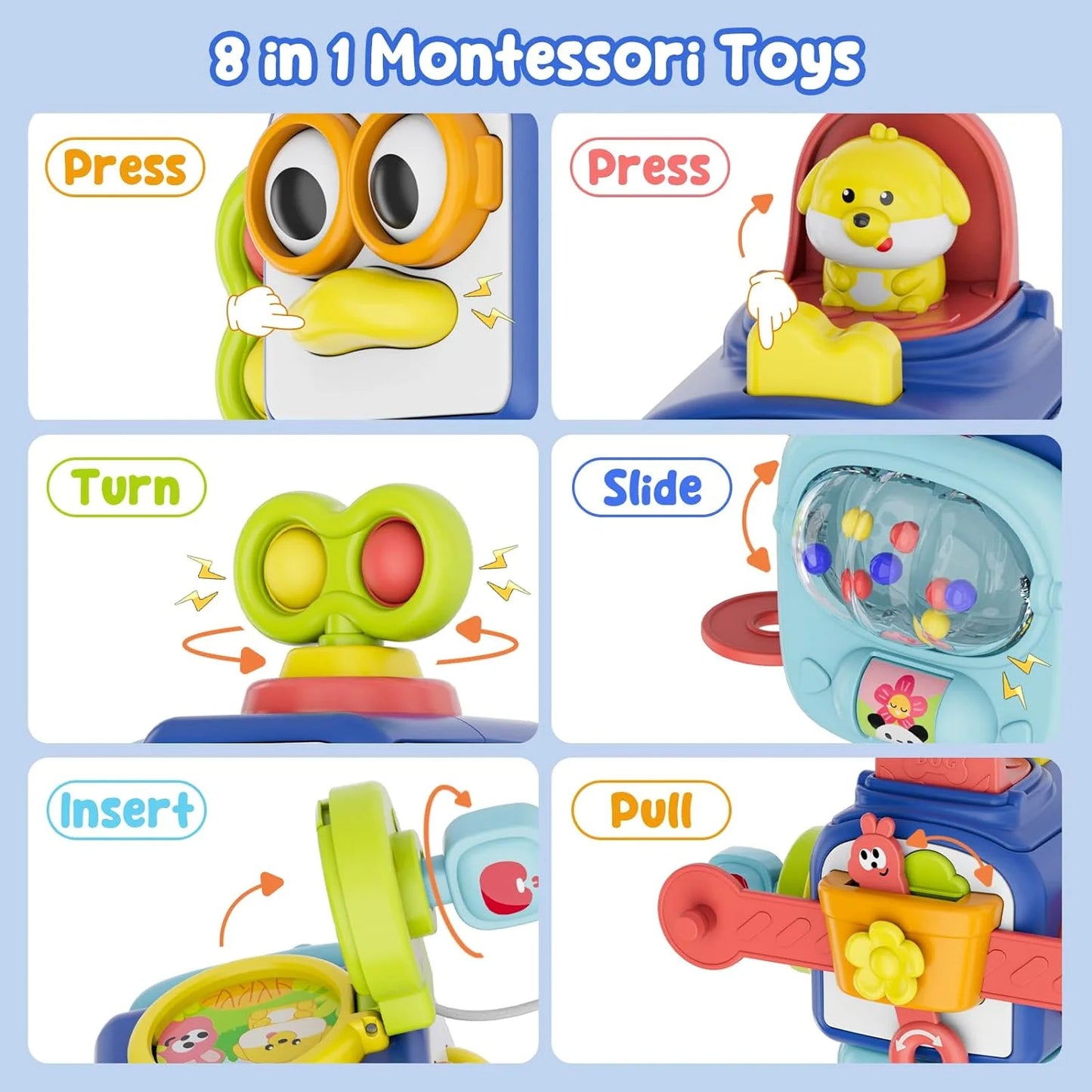 Montessori Toys for 2 Year Old, Sensory Toys for Toddlers 2 3, Travel Activities Busy Cube, Baby Gifts for 18 24 Month, Motor Skills Educational Learning Toys