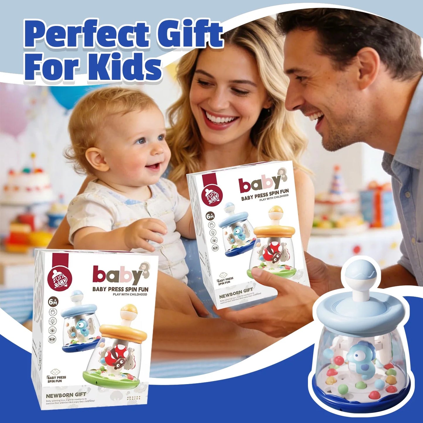 Infant Toys, Learning Toys for Toddlers 1-3, Press to Spin Baby Toys, Fine Motor Skills Development