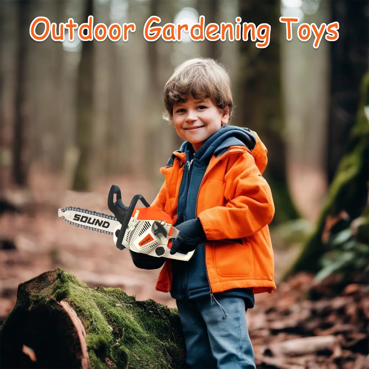 Toy Chainsaw for Kids, Pretend Play Tools Set, Toy Home Tools Kit, Chain Saw with Realistic Sounds, Outdoor Games Toys, Birthday Gifts For Boys & Girls Age 3 4 5+