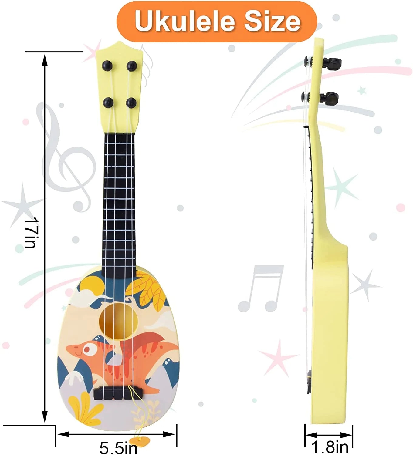 Musical Instruments Toys for Girls 3 6 Years, 17in Kids Toy Cute Dinosaur Guitar Learning Educational Toys for Toddler Kid Girls Children Age 4 5 6 7 8 9 10 Year Old