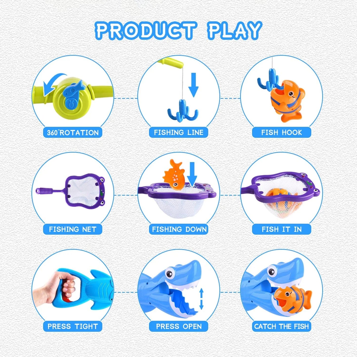 Bath Toys for Boys 3-6 Years,Bath Toys for Kids,Shark Grabber with Fishing Toys,Sensory Toys for Autistic Kids