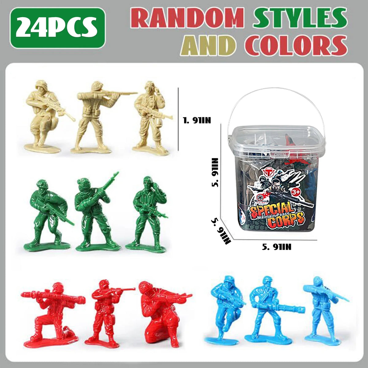 48 Pcs Army Men Toy Soldier Figures, Action Figures for Boys, Military Soldiers Playset Toys for Boys 3-6 Years