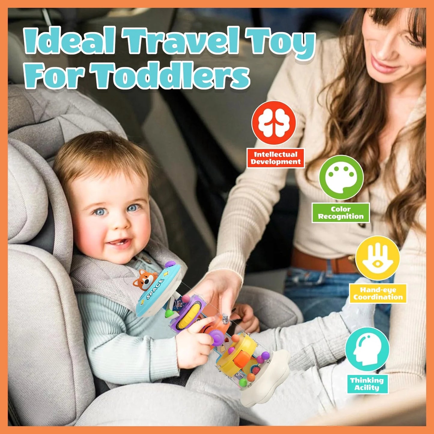 Montessori Learning Toys for 2 3 4 Years Old, Travel Sensory Toys for Toddlers 1-3, Learning Fine Motor Skills, Christmas Birthday Gifts