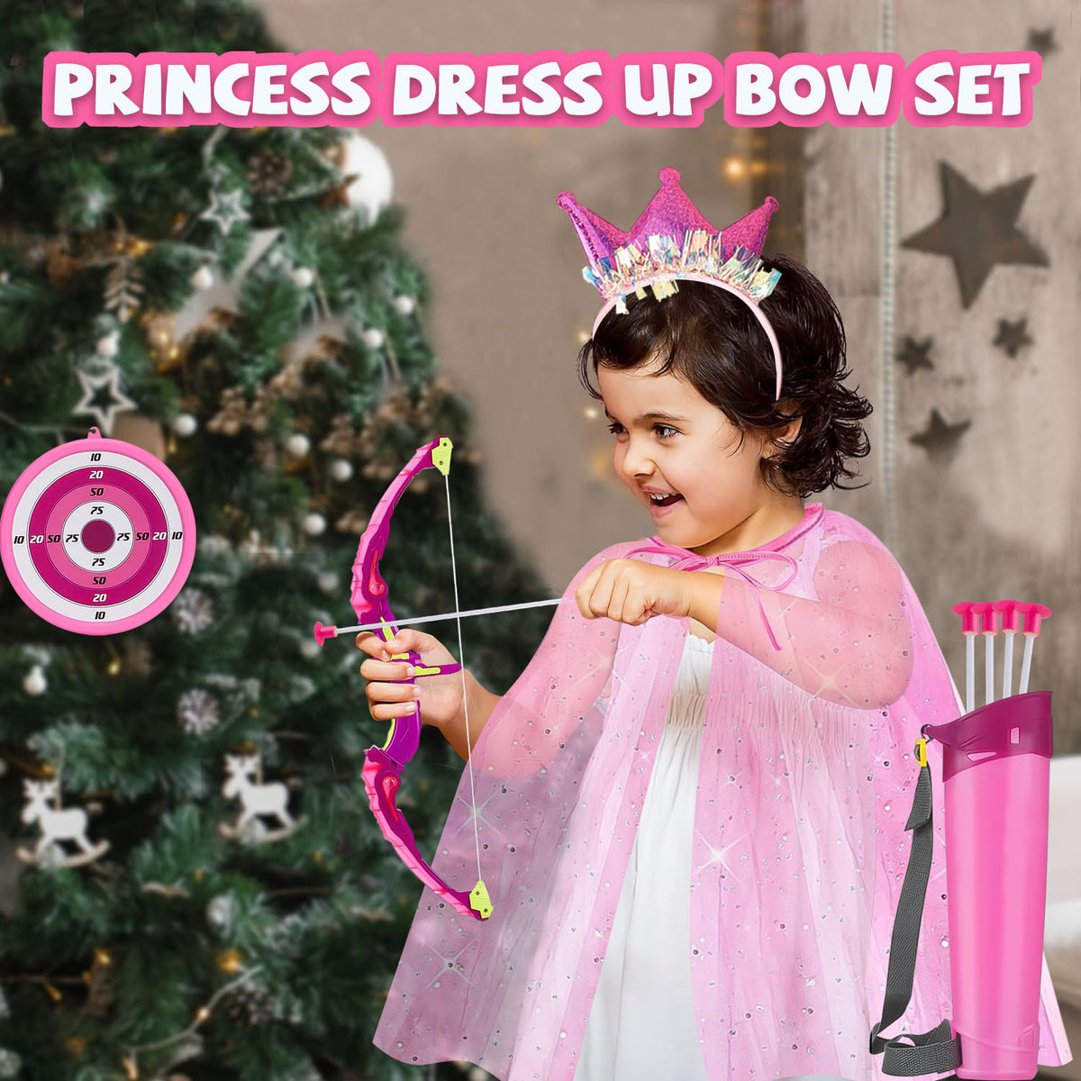 Bow and Arrow for Kids, LED Light up Bow Set, Outdoor Toy for Girls Aged 3-8, Birthday Gifts for Girls 3 4 5 6 7 8 Year Old