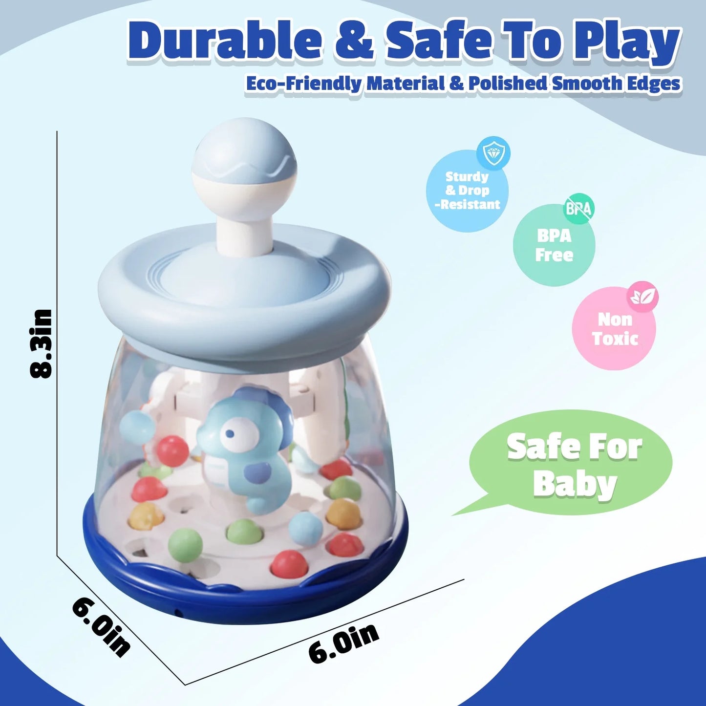 Infant Toys, Learning Toys for Toddlers 1-3, Press to Spin Baby Toys, Fine Motor Skills Development