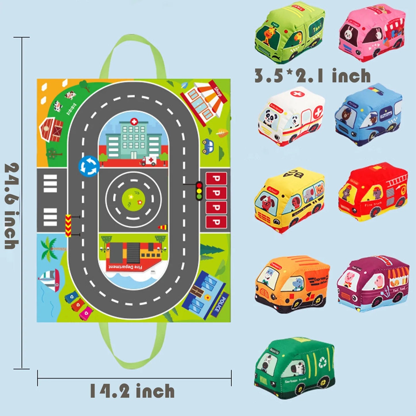 Car Toys for 1 Year Old Boy, 9 Pcs Soft Toy Cars with Playmat for Baby Boys Girls, Infant Baby Toys 12-18 Months, 1st Birthday Gifts for Toddler Toys Age 1-2