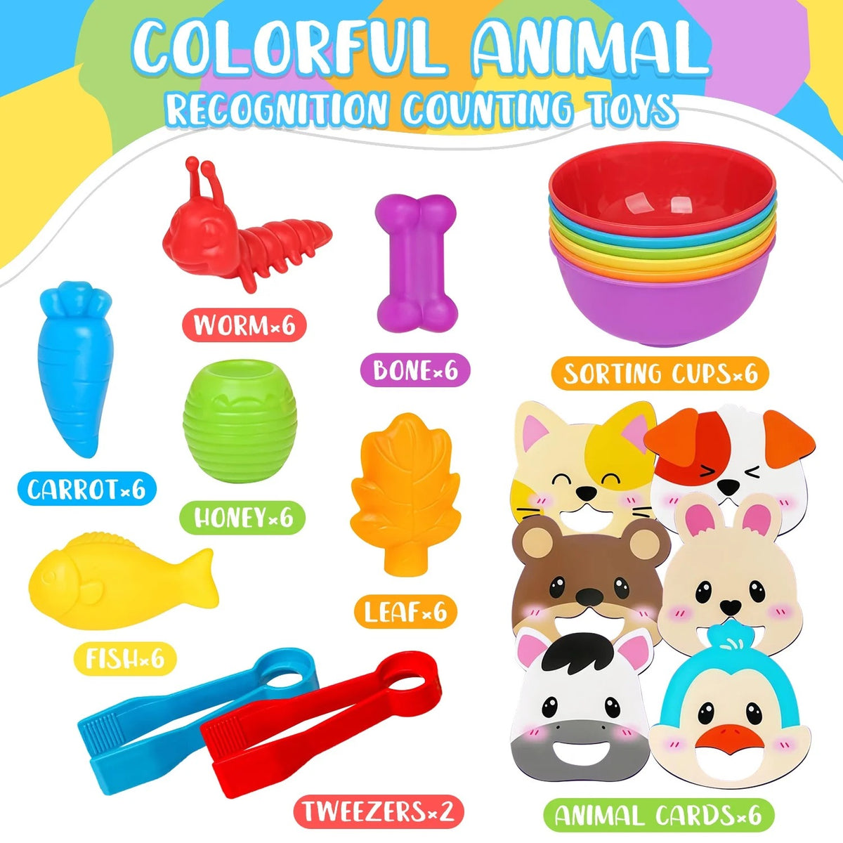 Counting Animals Montessori Toys for 3 4 5 6 Years Old Boys Girls, Toddlers Preschool Learning Toys, Counting, Matching & Sorting Educational Toy