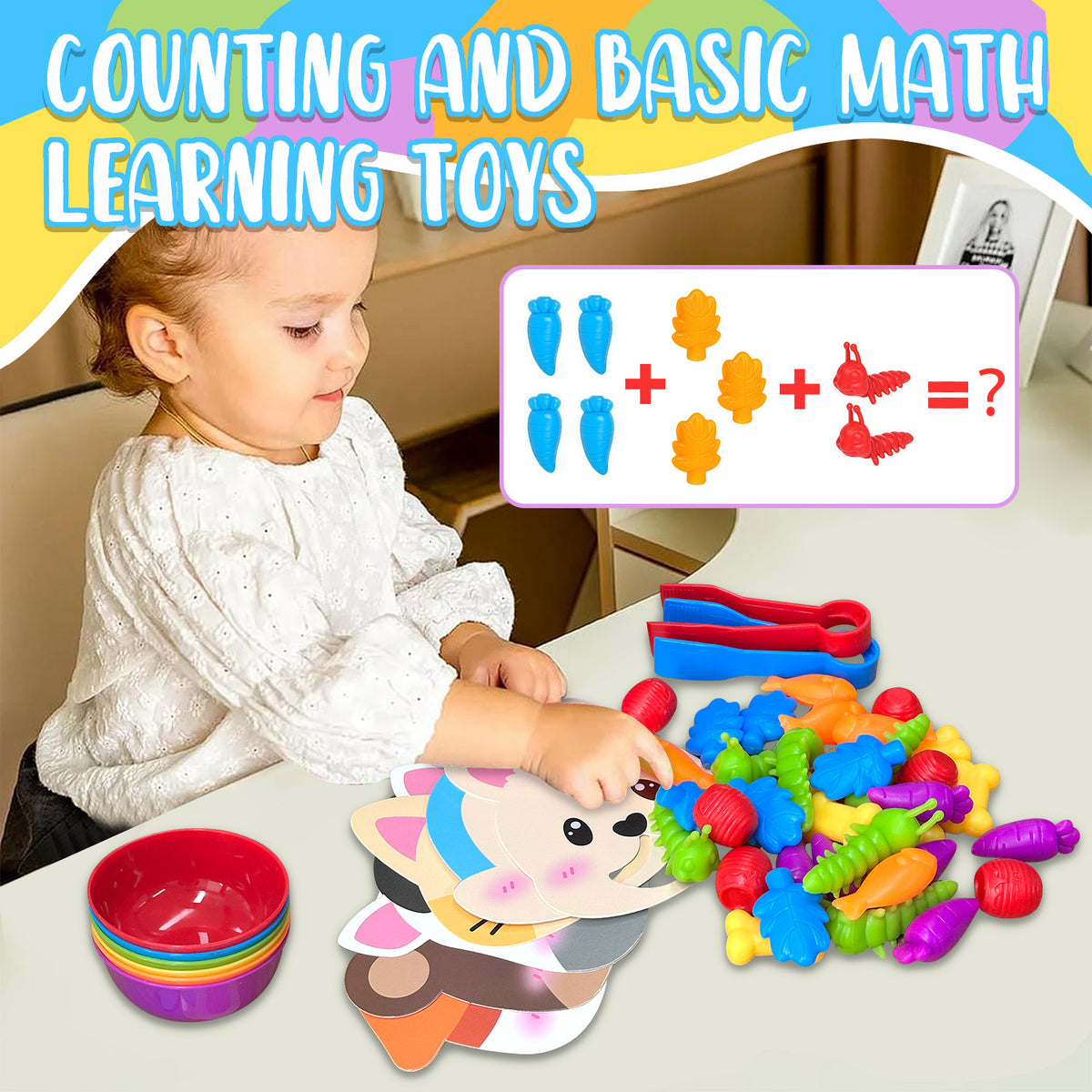 Counting Animals Montessori Toys for 3 4 5 6 Years Old Boys Girls, Toddlers Preschool Learning Toys, Counting, Matching & Sorting Educational Toy