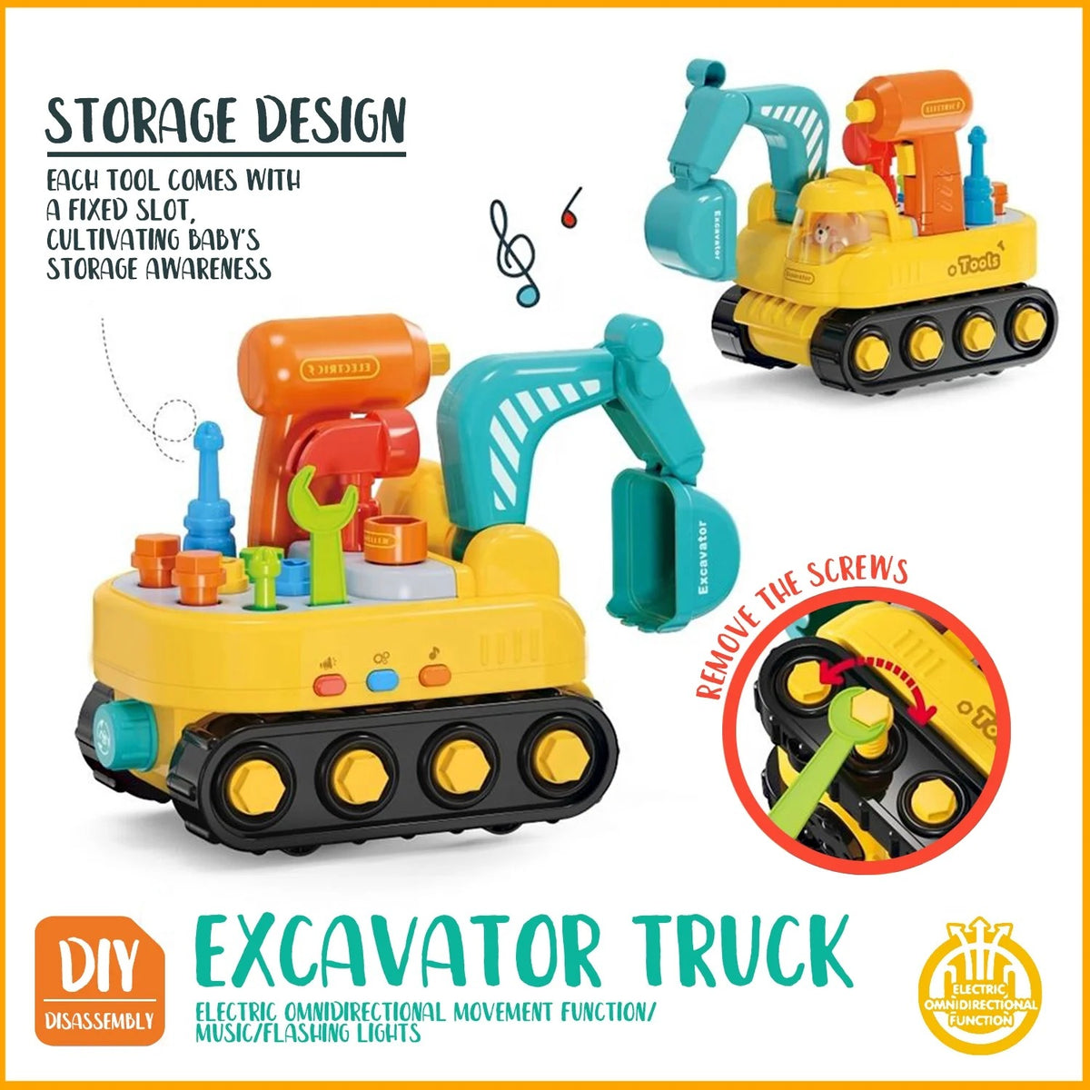 Toddler Learning Toys for 1 2 3 Year Old, Kids Tool Set with Electric Drill, Pretend Play Construction Toys, Christmas Birthday Gifts Toys for Girls Boys