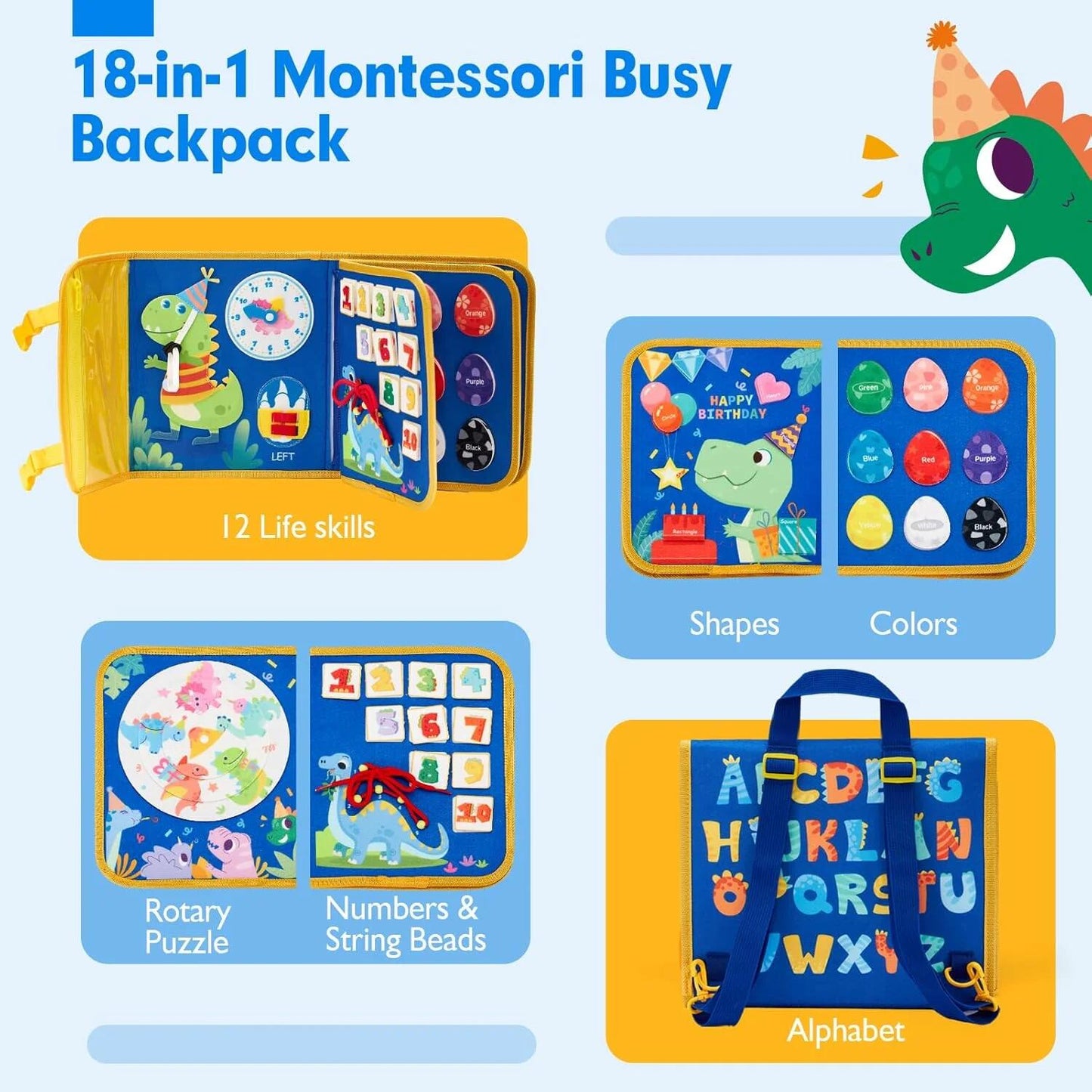 Montessori Busy Toys for 1 Year Old, Learning Toy for Toddlers 1-3, Busy Board Educational Toys for 1 2 3 Year Old Boys Girls