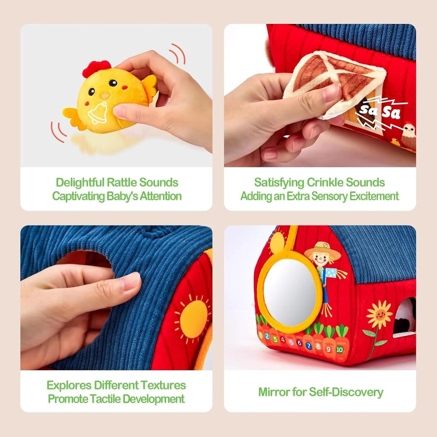 Baby Toys 6-12 Months, Surprise Barn with Stuffed Farm Animals, Montessori Learning Toys for 12-24 Month Old Baby, Sensory Balls Toys for 1 Year Old Boy Girl Gifts