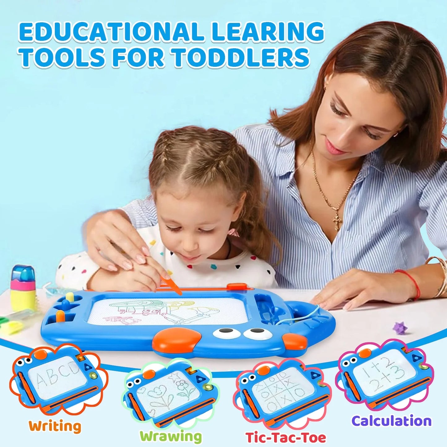 Learning Toys for 1 2 3 Year Old Boys, Early Education Drawing Board, Toddler Toys 1-3 for Boy, Birthday Gifts for Baby Boys Girls