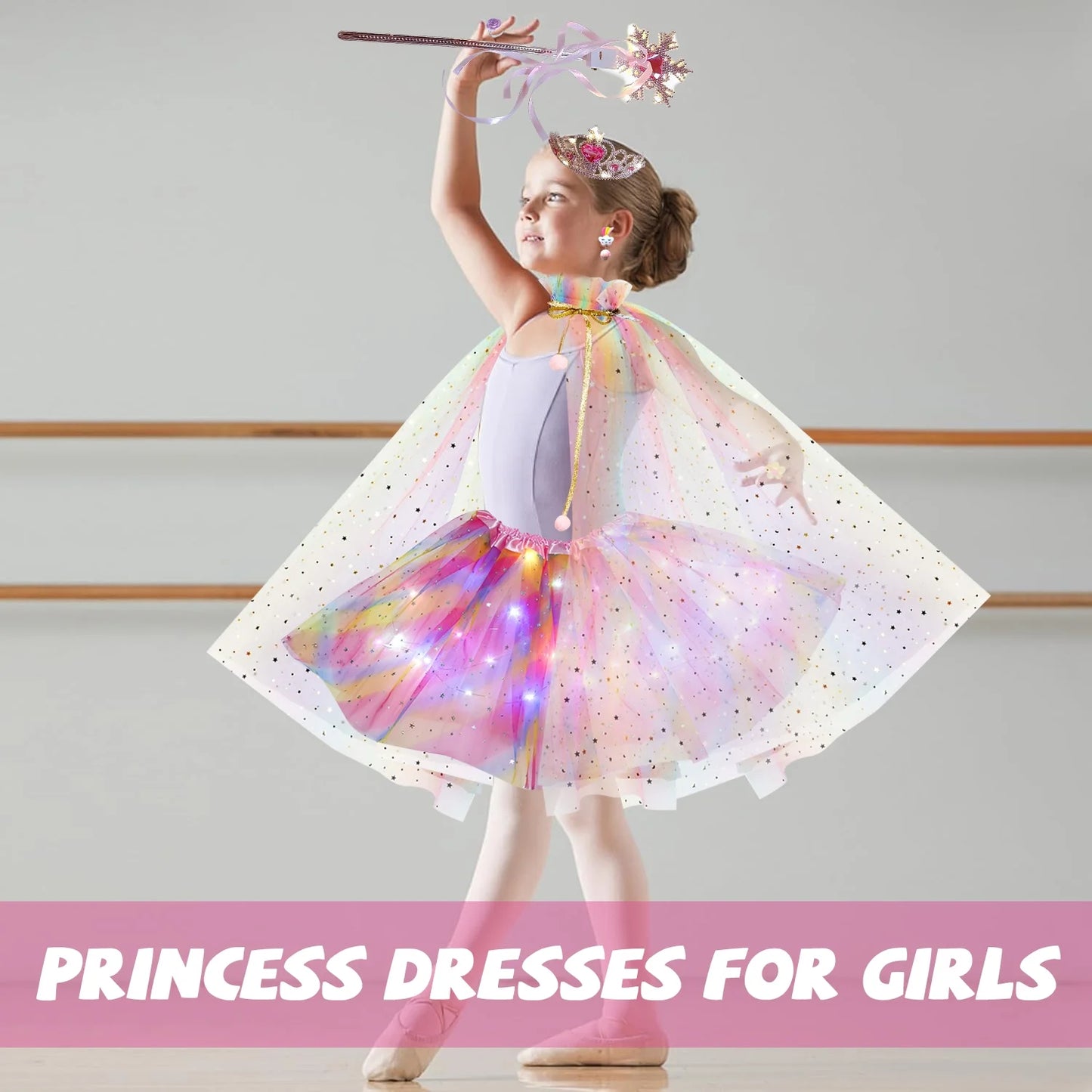 Princess Toys, Princess Dress-up Clothes for Girl 3-5, Light up Princess Costume Toddler Girls Ages 3 4 5 6 7 Year Old