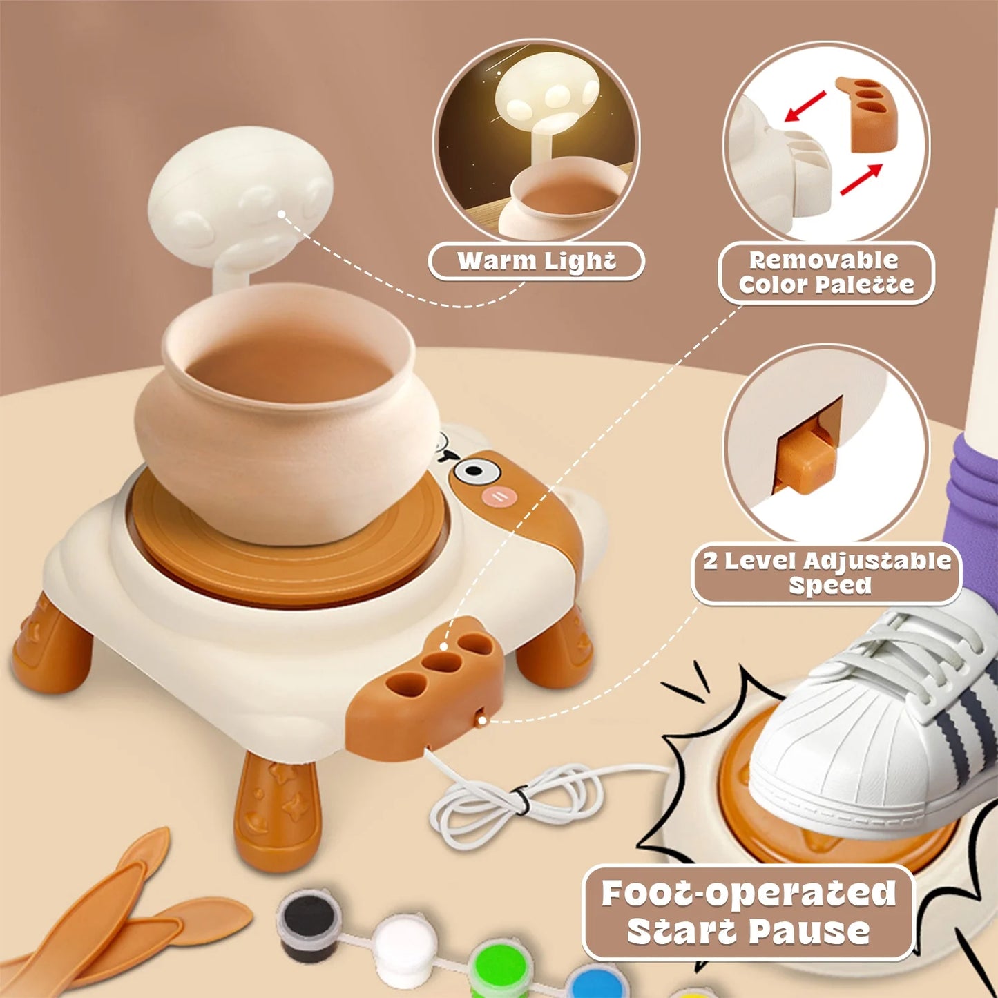 Pottery Wheel for Kids, Air Dry Clay and Kids Paint Craft Kits, Arts and Crafts Gift for Kids Girls Boys Ages 8-12 Year
