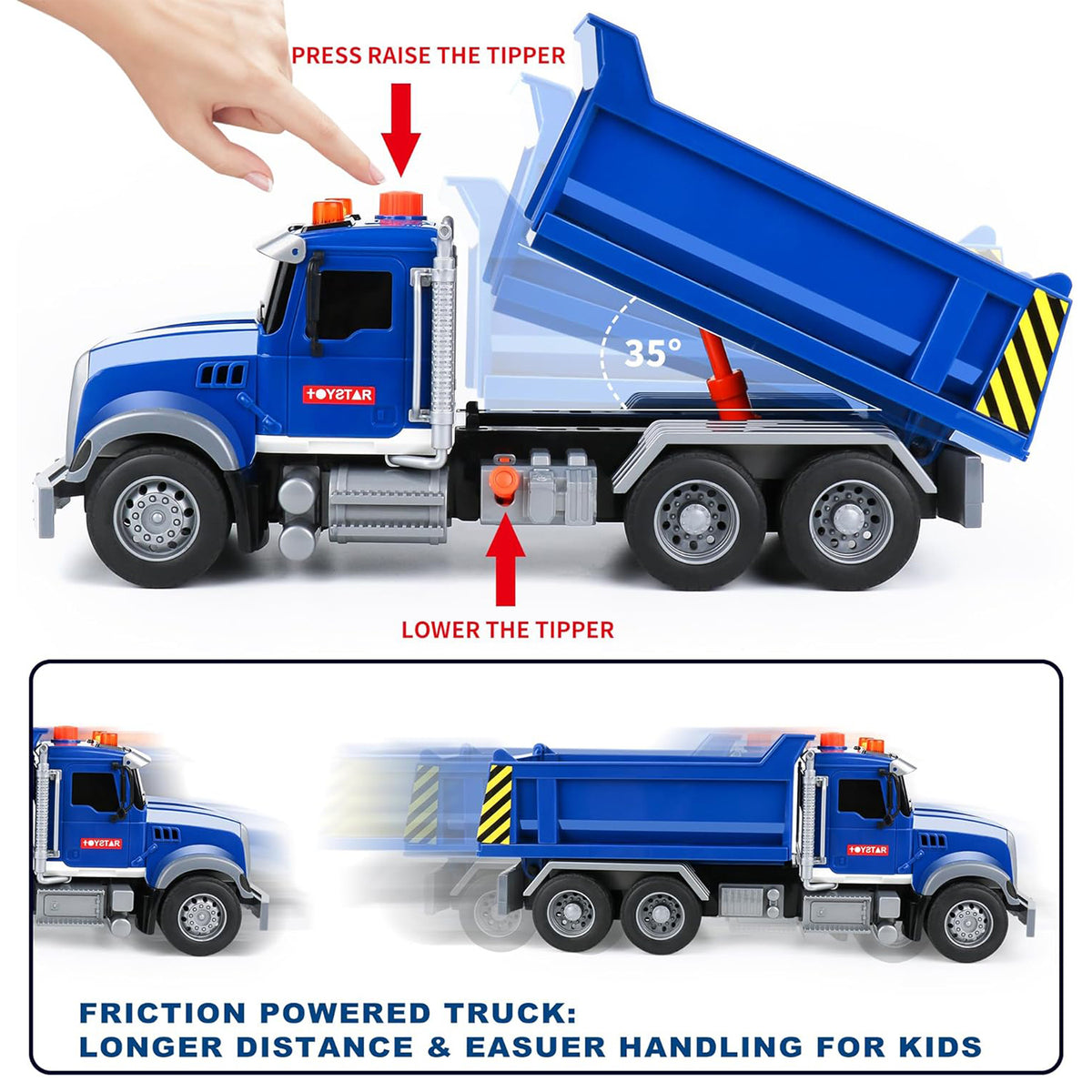 Toddler Truck Toys for Boys Age 3-6, Dump Truck with Lights and Sounds for Kids Boy Christmas Birthday Gift